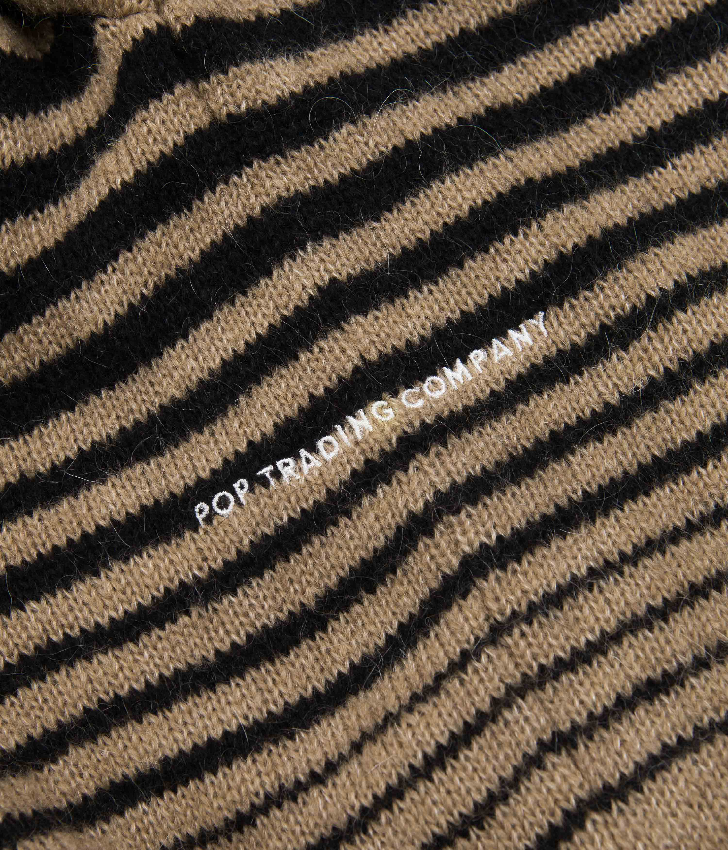 Pop Trading Company Knitted Cardigan - Sesame / Black - Image 6