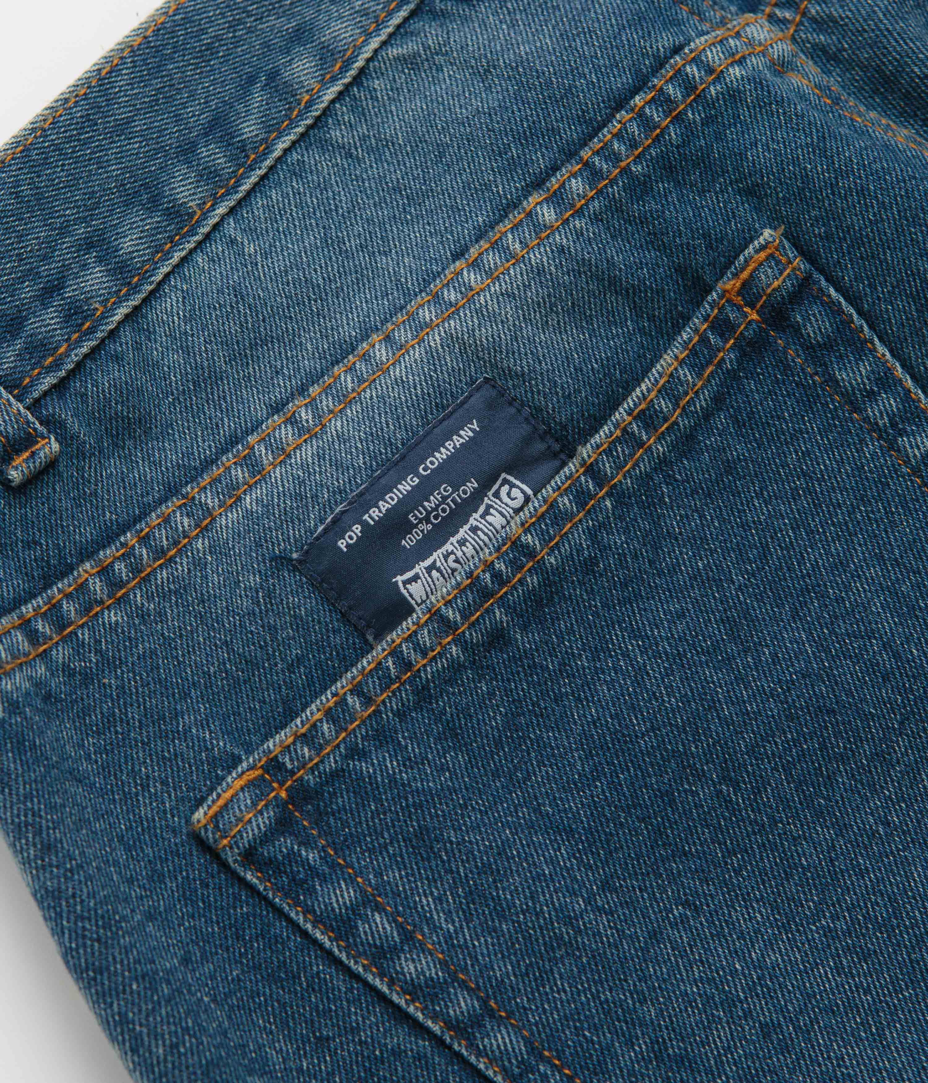 Pop Trading Company Longer DRS Shorts - Washed Denim - Image 8