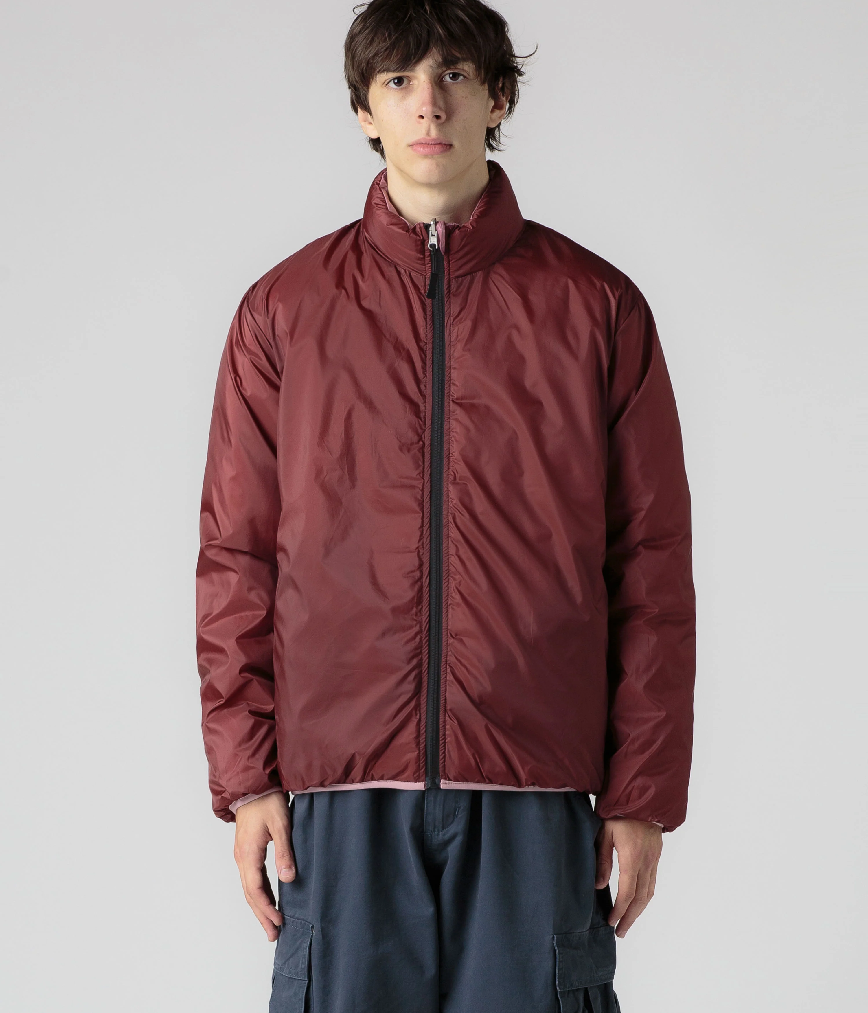 Pop Trading Company Quilted Reversible Puffer Jacket - Mesa Rose / Fired Brick - Image 7