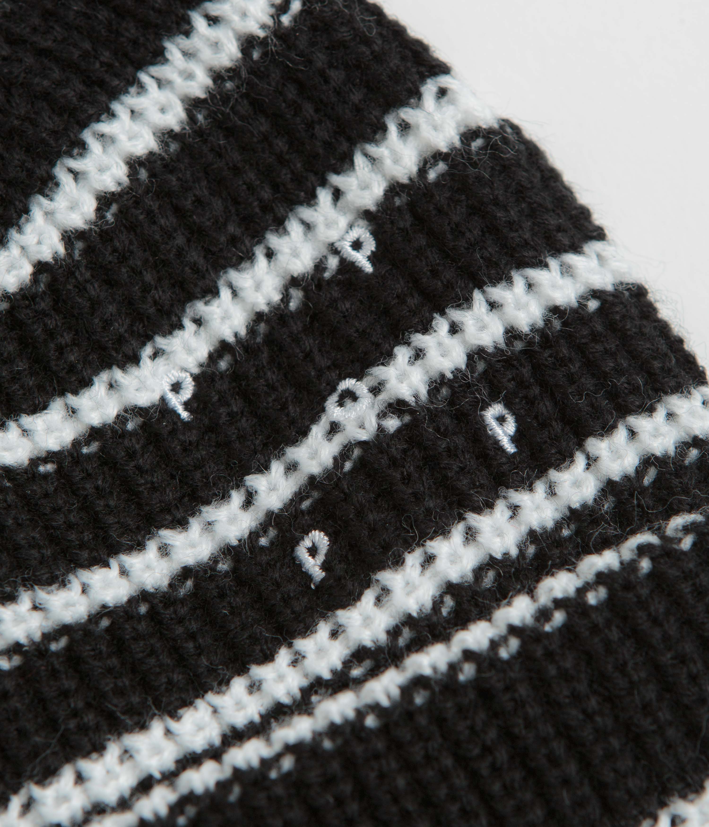 Pop Trading Company Striped Beanie - Black / White - Image 2