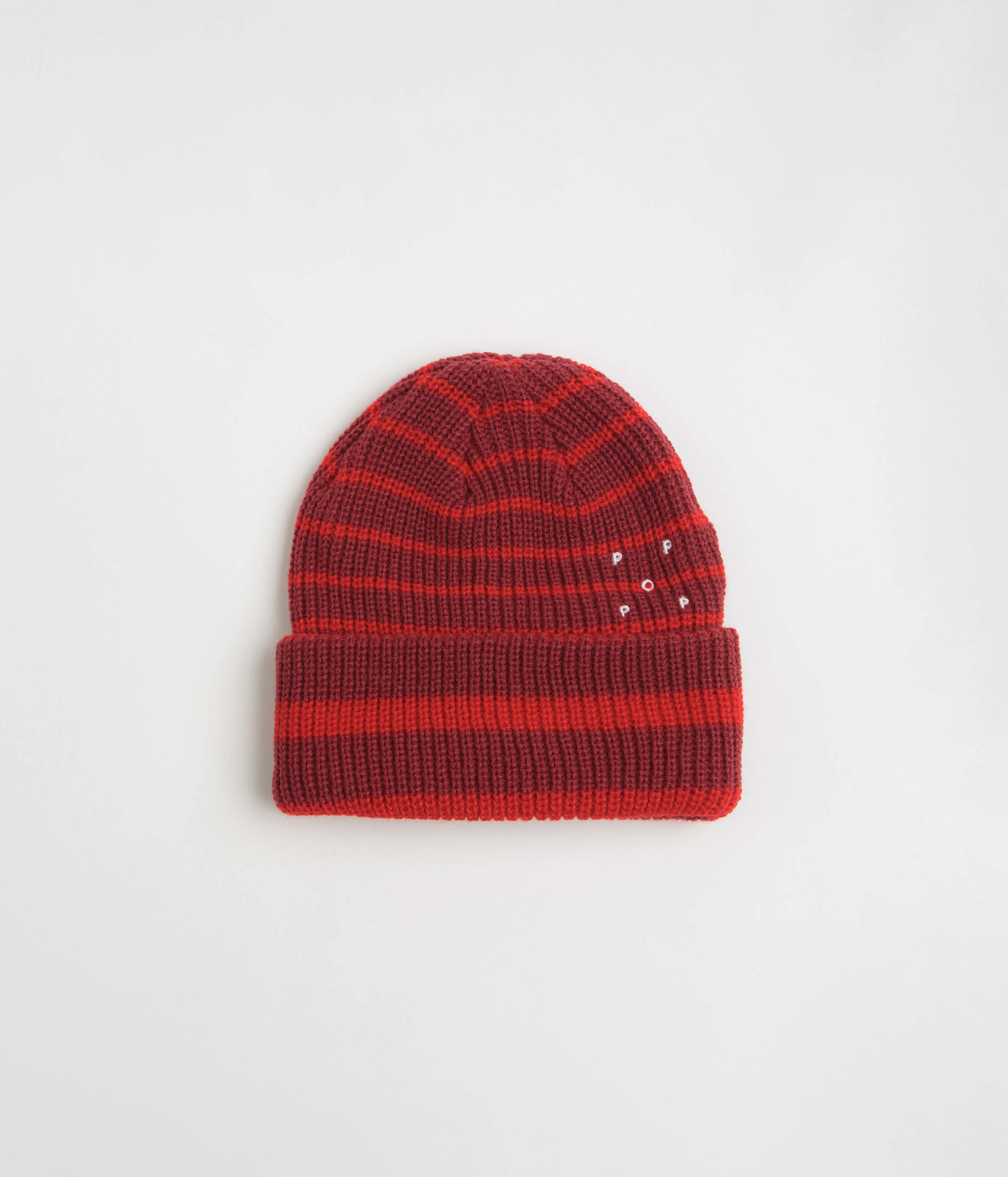 Pop Trading Company Striped Beanie - Fudge / Goji Berry