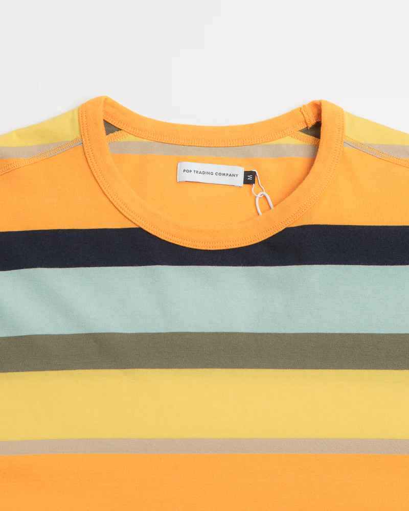 Pop Trading Company Striped Logo Long Sleeve T-Shirt - Yellow / Multicolour - Image 3