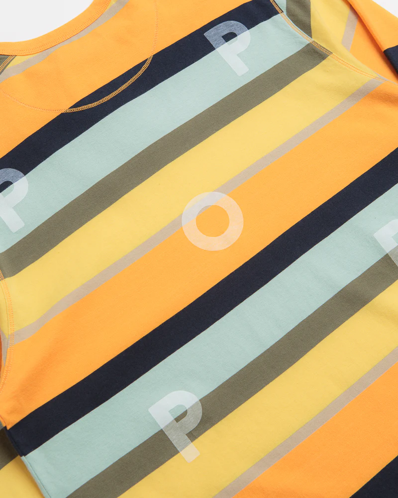 Pop Trading Company Striped Logo Long Sleeve T-Shirt - Yellow / Multicolour - Image 4