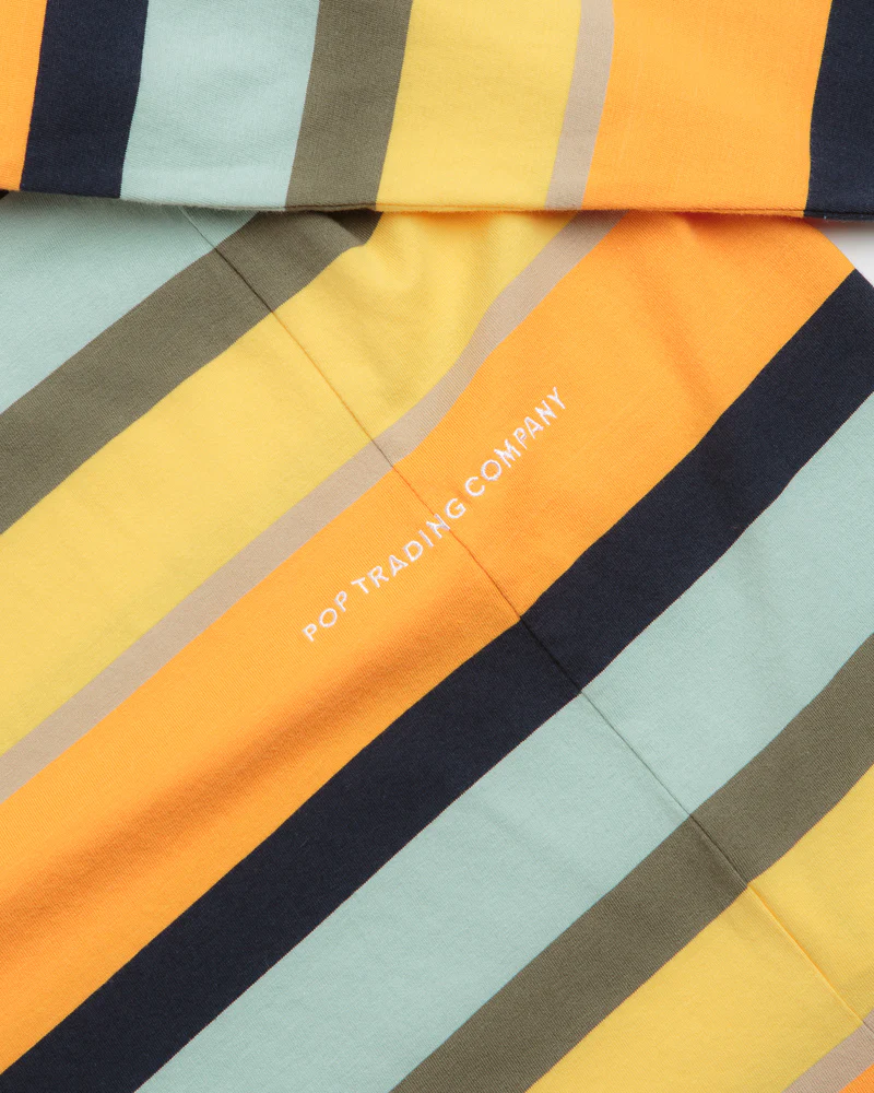 Pop Trading Company Striped Logo Long Sleeve T-Shirt - Yellow / Multicolour - Image 5
