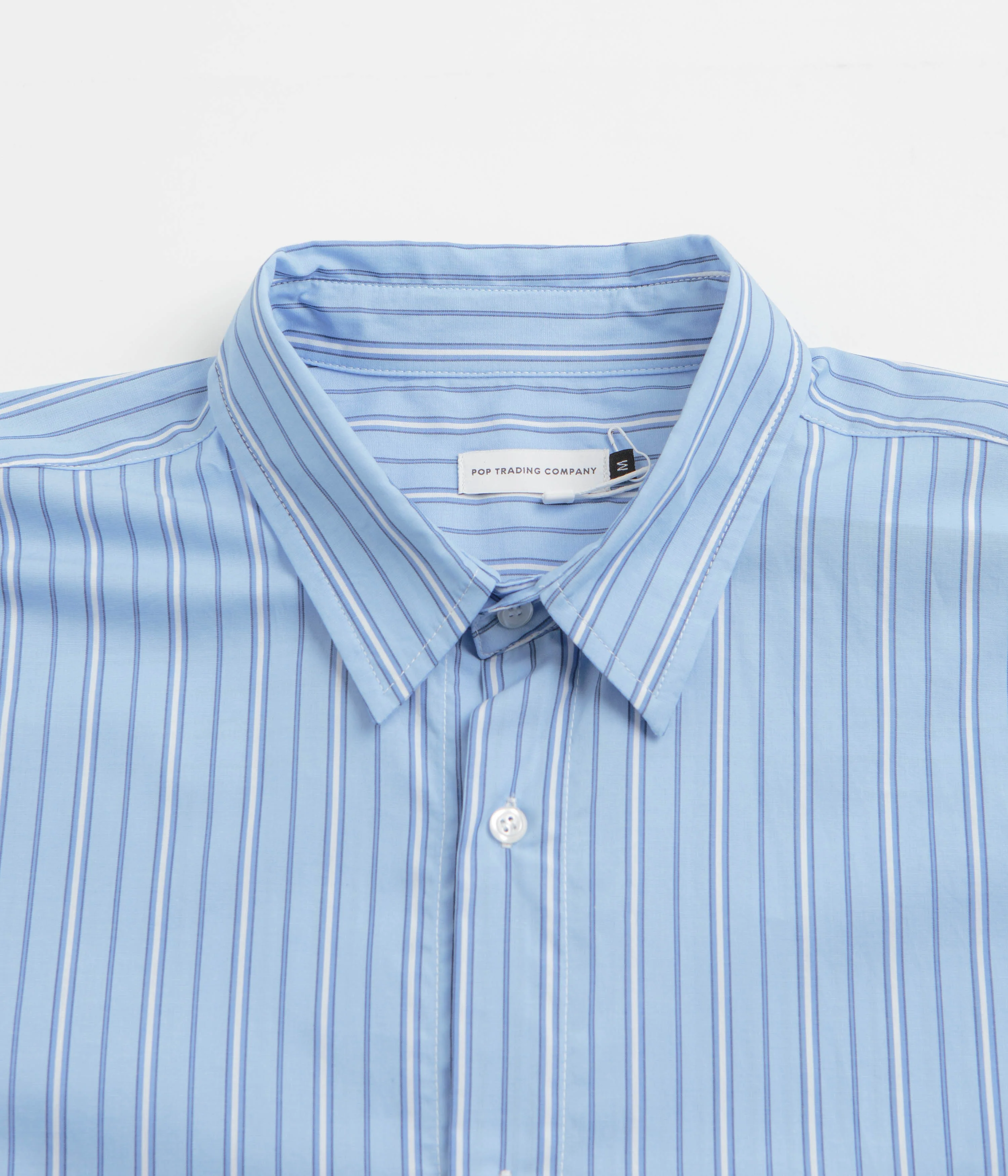 Pop Trading Company Striped Logo Shirt - Blue - Image 3