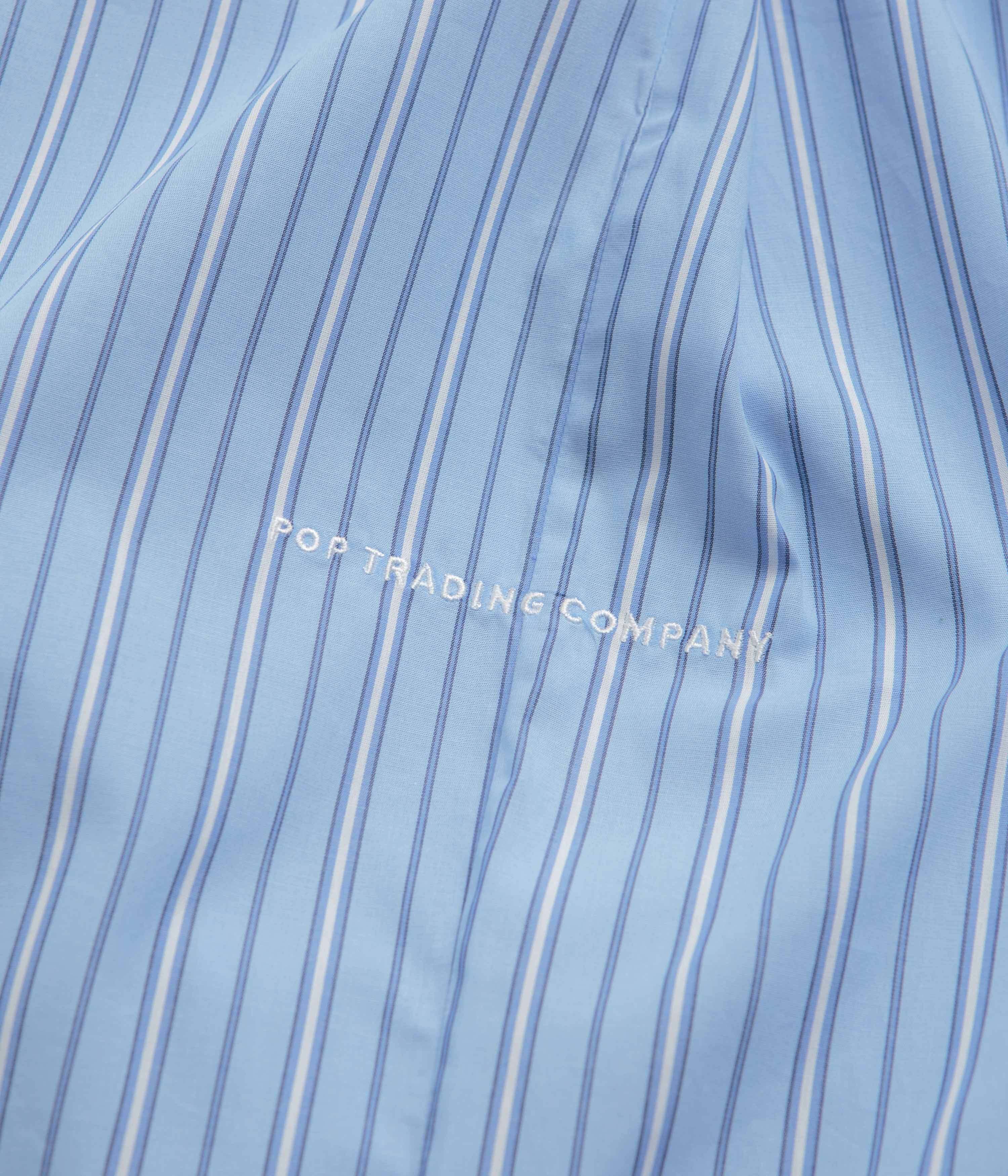 Pop Trading Company Striped Logo Shirt - Blue - Image 7