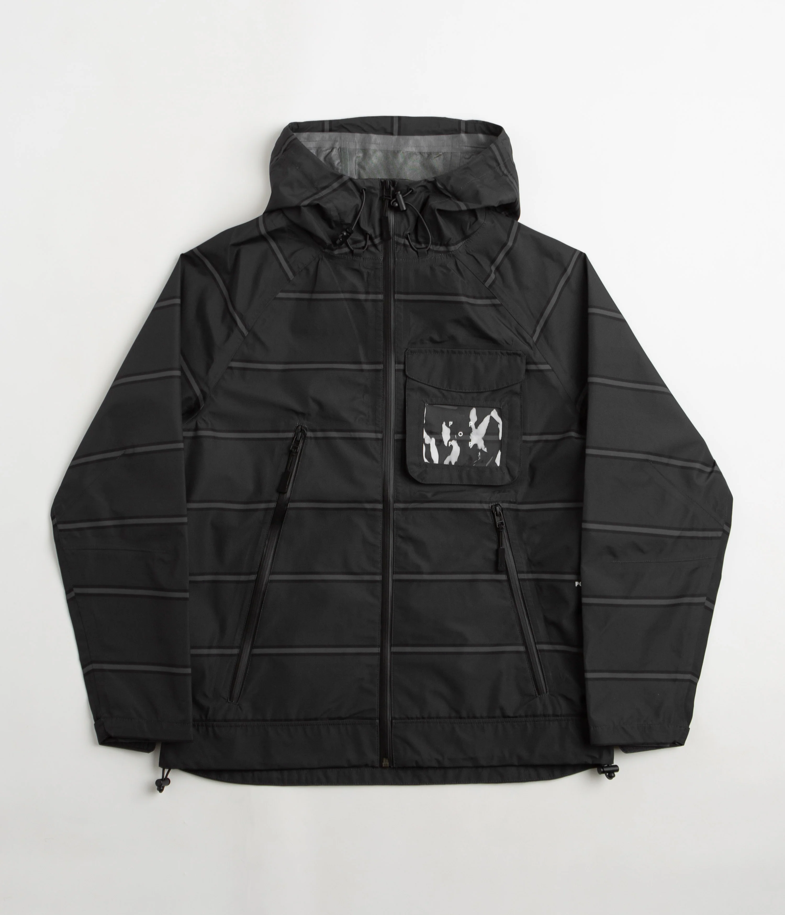 Pop Trading Company Striped Oracle Jacket - Anthracite / Black