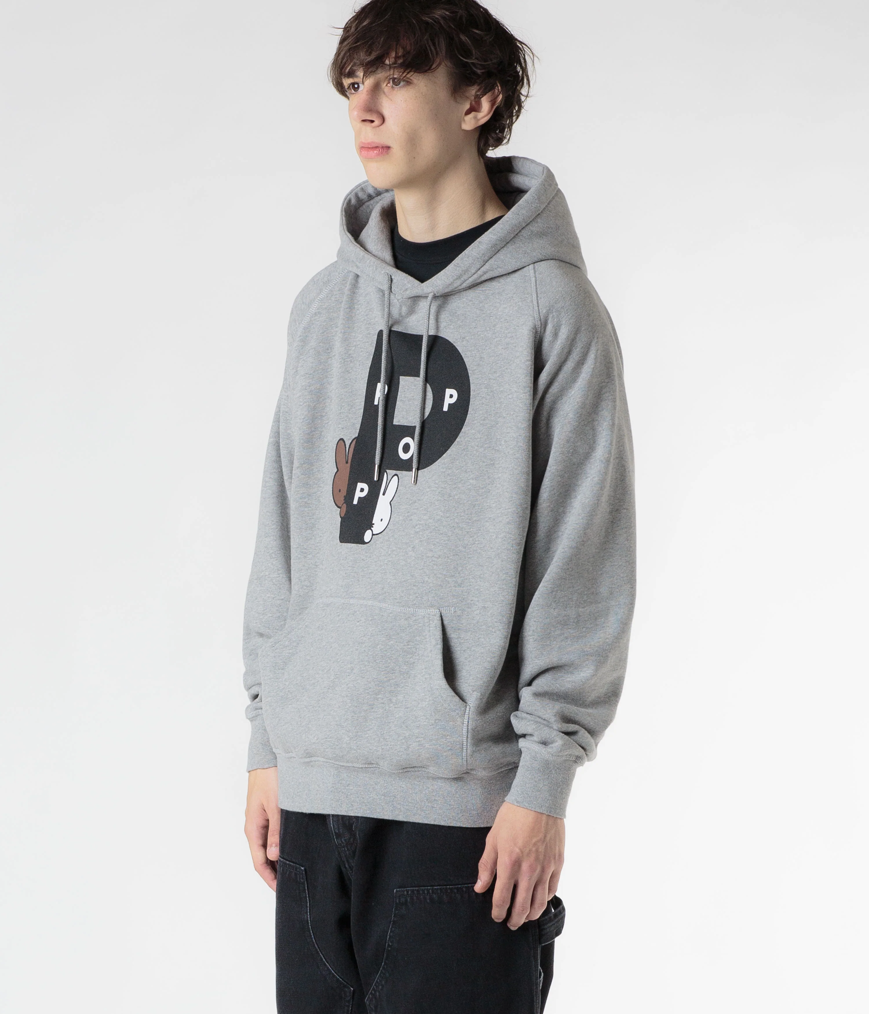 Pop Trading Company x Miffy Big P Hoodie - Light Grey Heather - Image 8