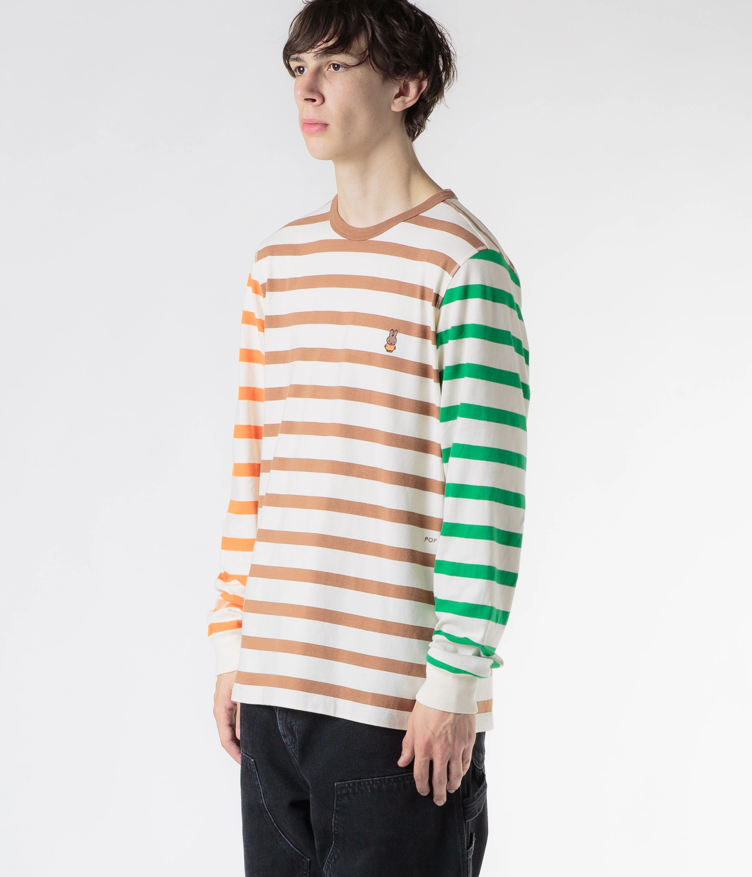 Pop Trading Company x Miffy Embroidered Striped Long Sleeve T-Shirt - Multi - Image 7