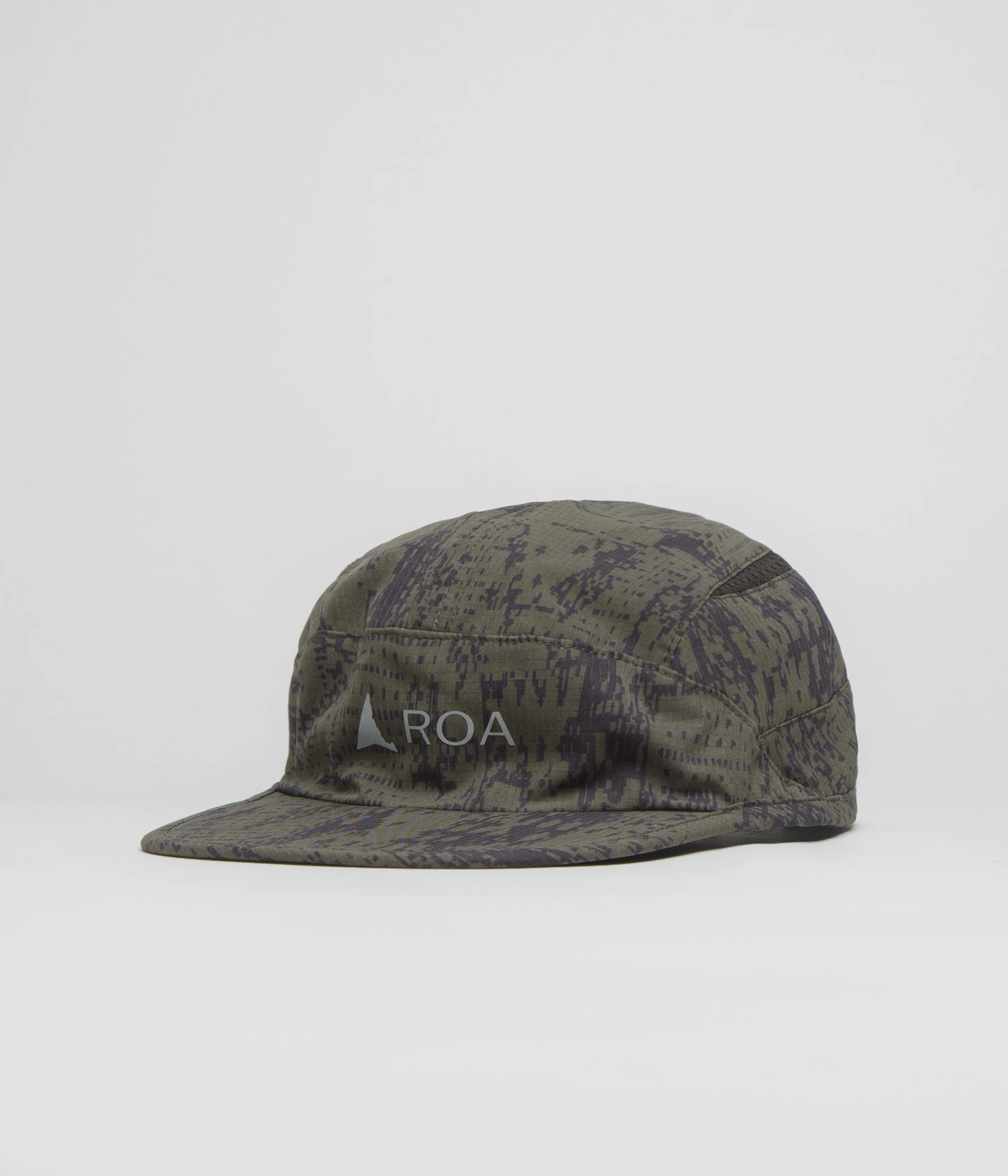 ROA Bri Melted Print Open Weave Cap - Dark Olive