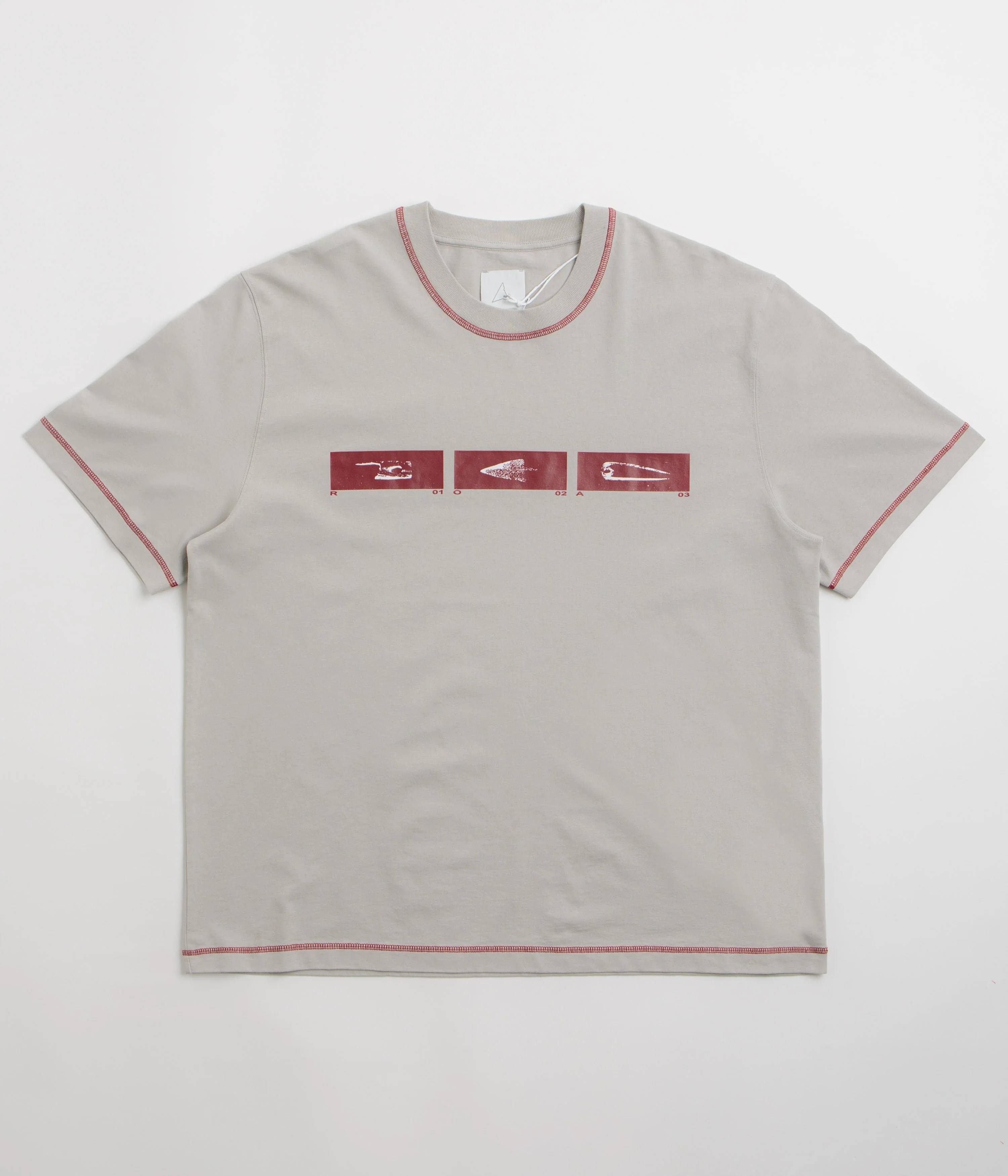 ROA Sticks Stitch T-Shirt - Light Grey