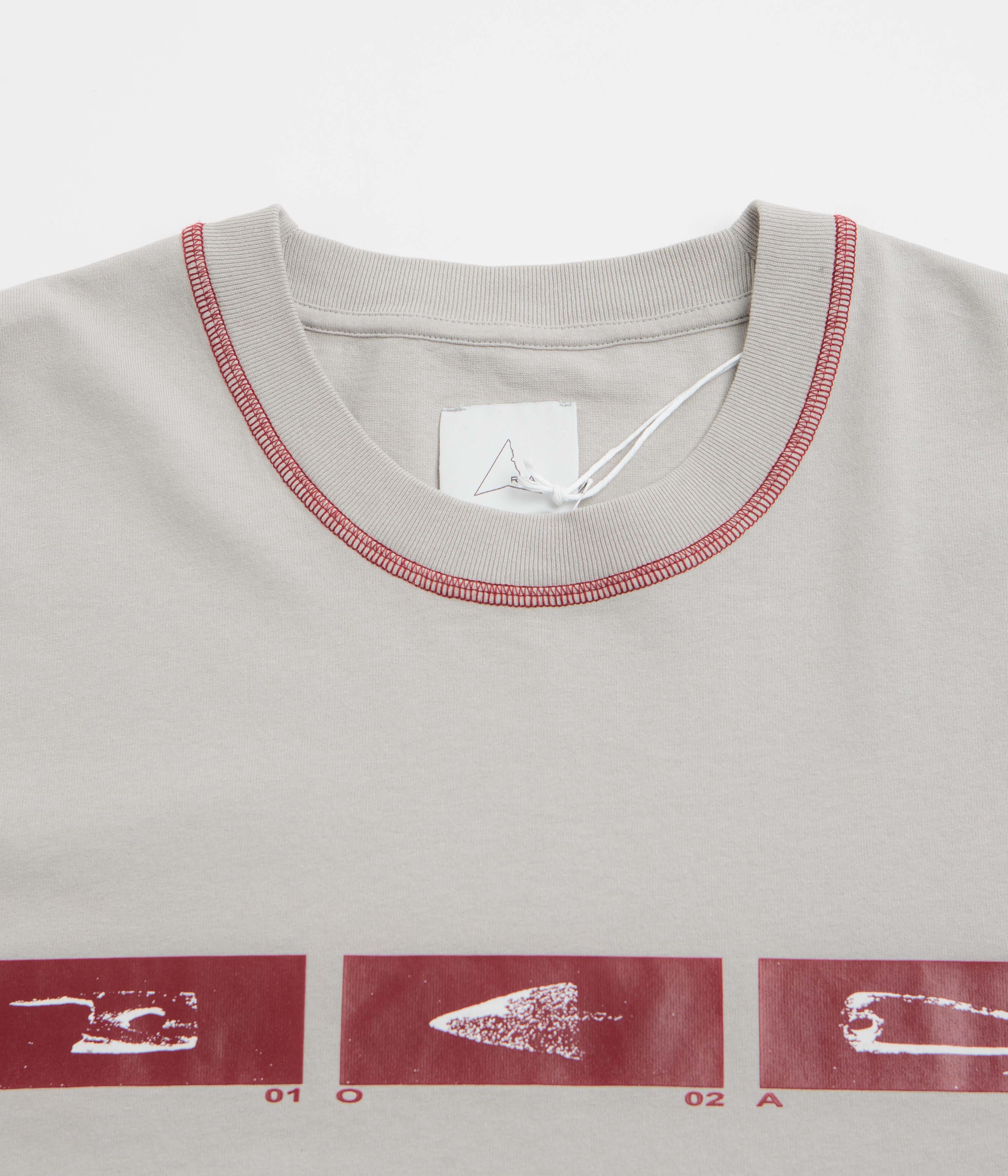 ROA Sticks Stitch T-Shirt - Light Grey - Image 3