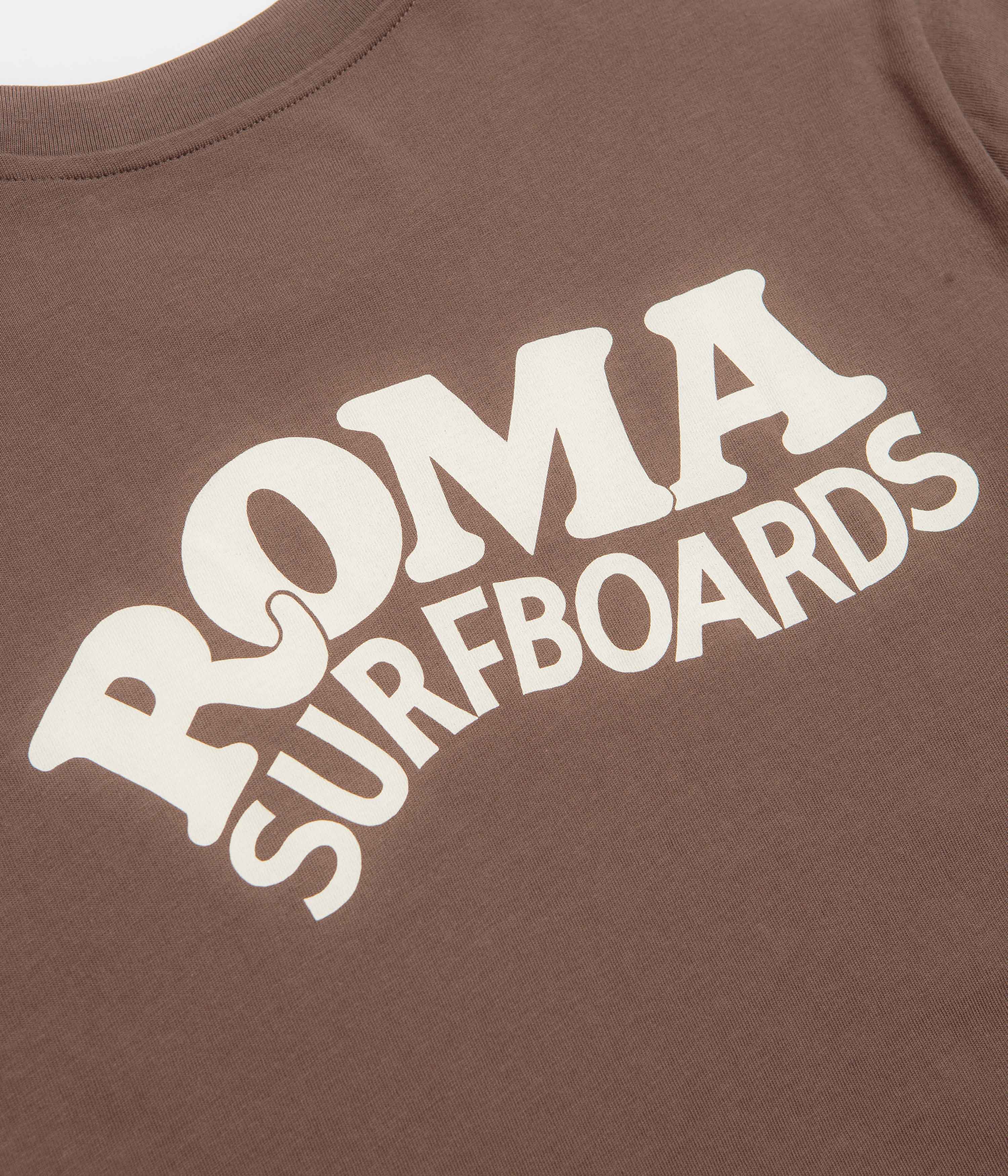 Roma Surfboards T-Shirt - Brown / Cream - Image 4