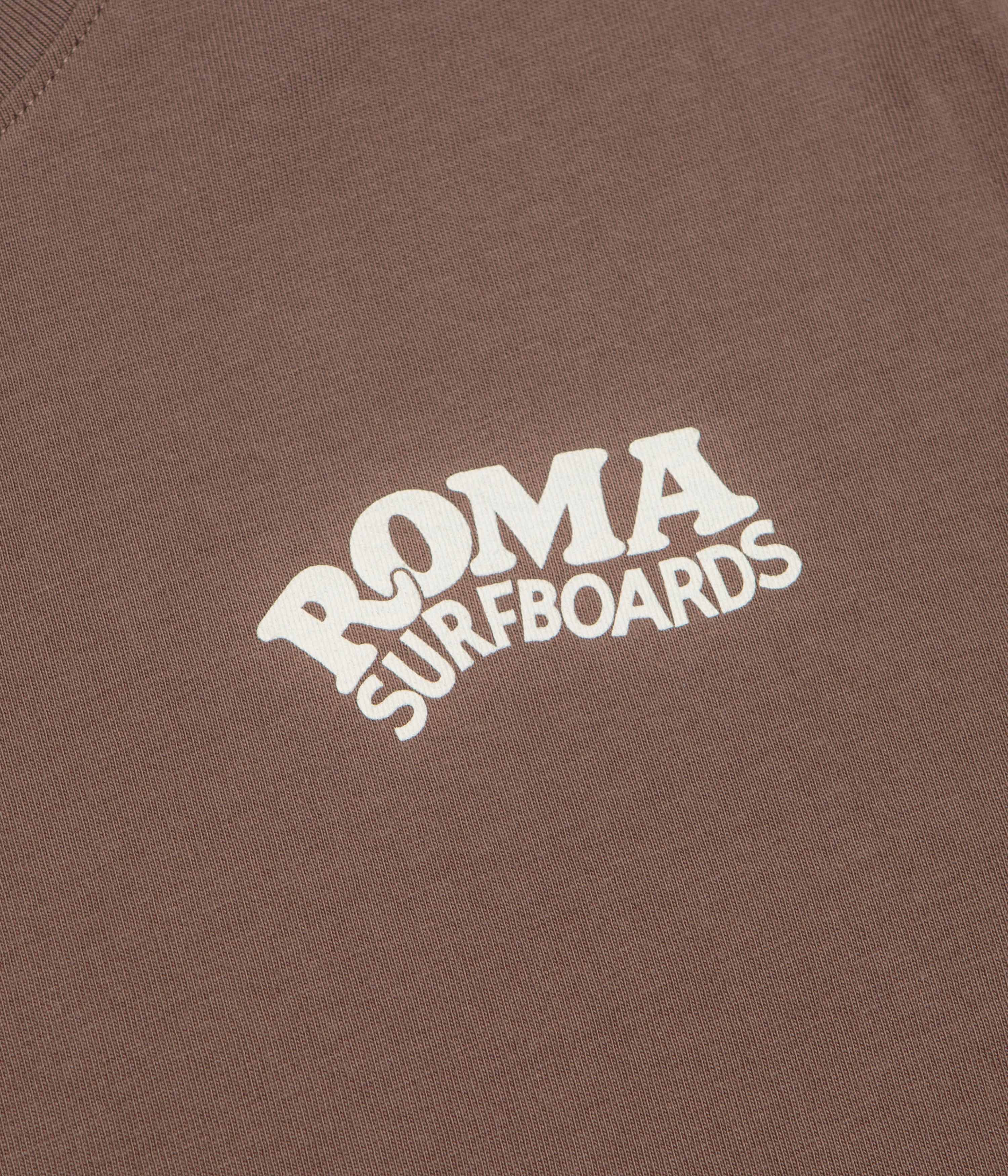 Roma Surfboards T-Shirt - Brown / Cream - Image 5