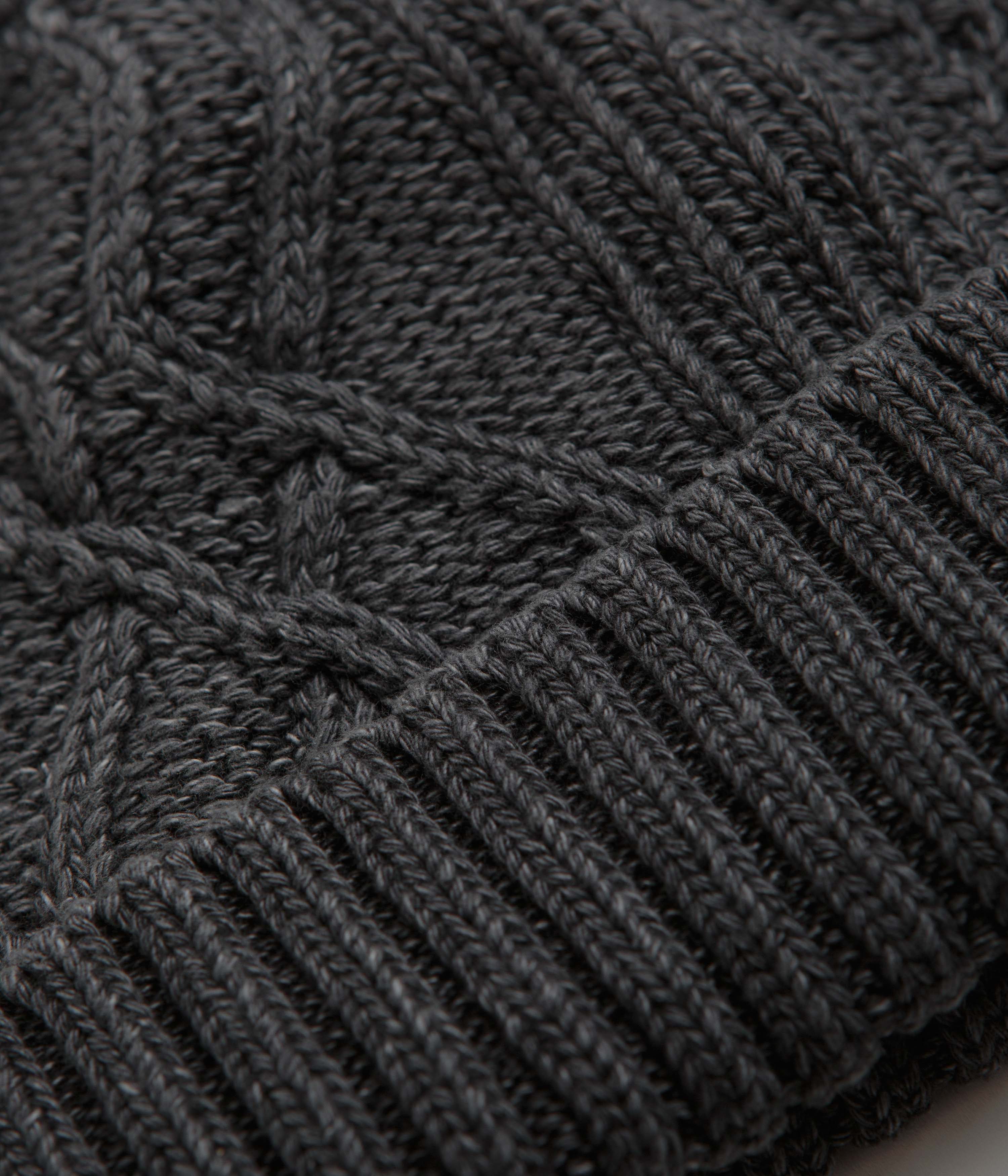 RoToTo Aran Cable Beanie - Black Denim - Image 2