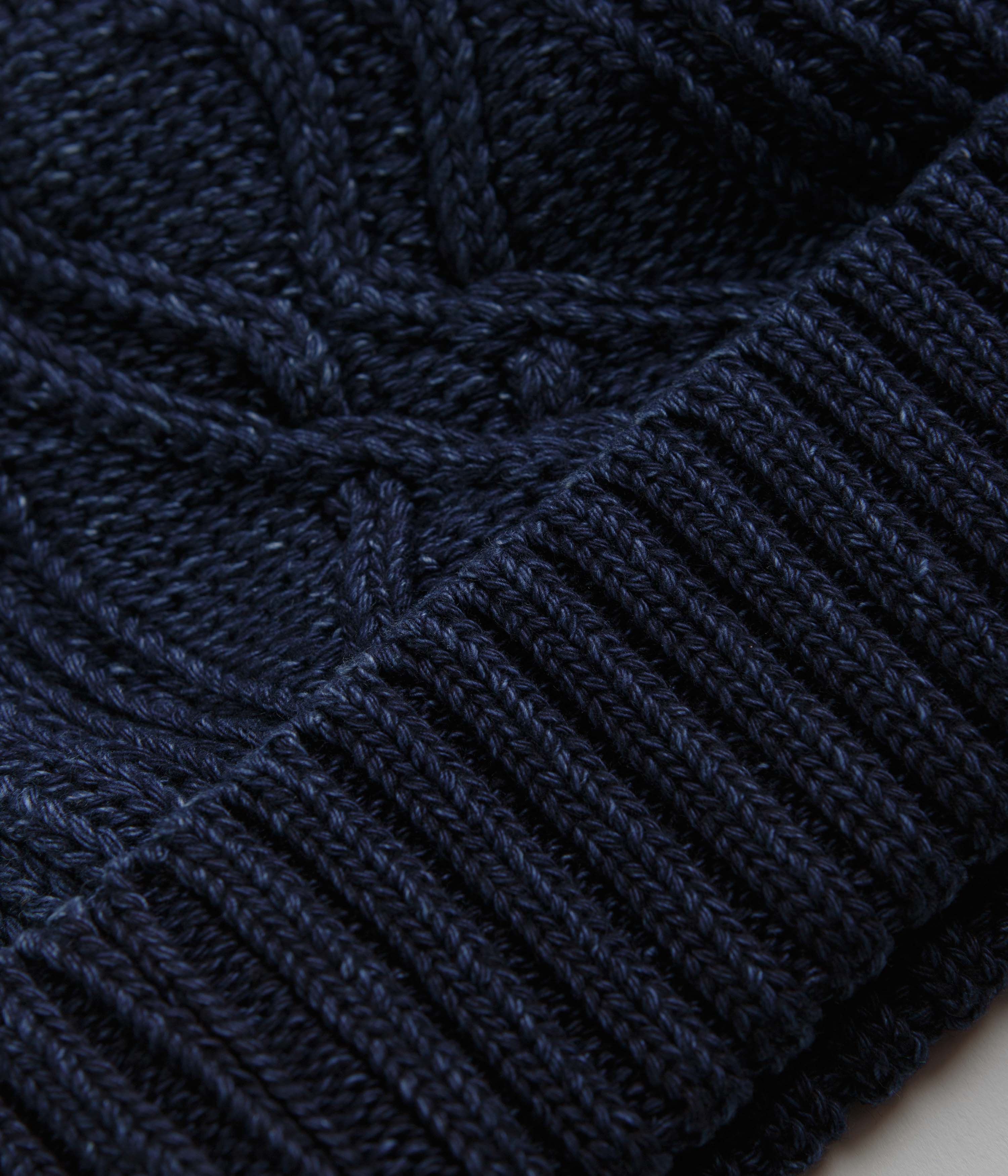 RoToTo Aran Cable Beanie - Dark Denim - Image 2