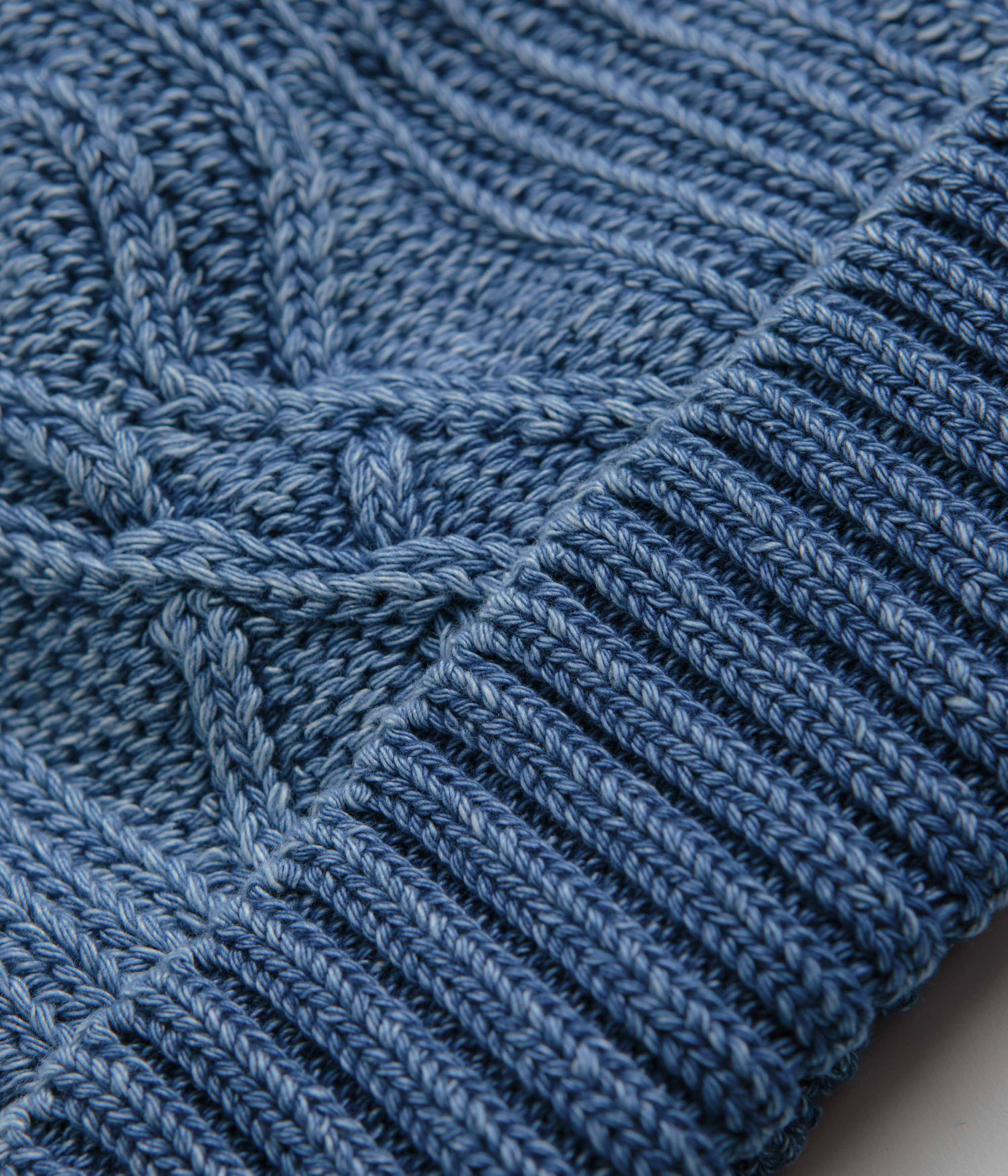 RoToTo Aran Cable Beanie - Light Denim - Image 2