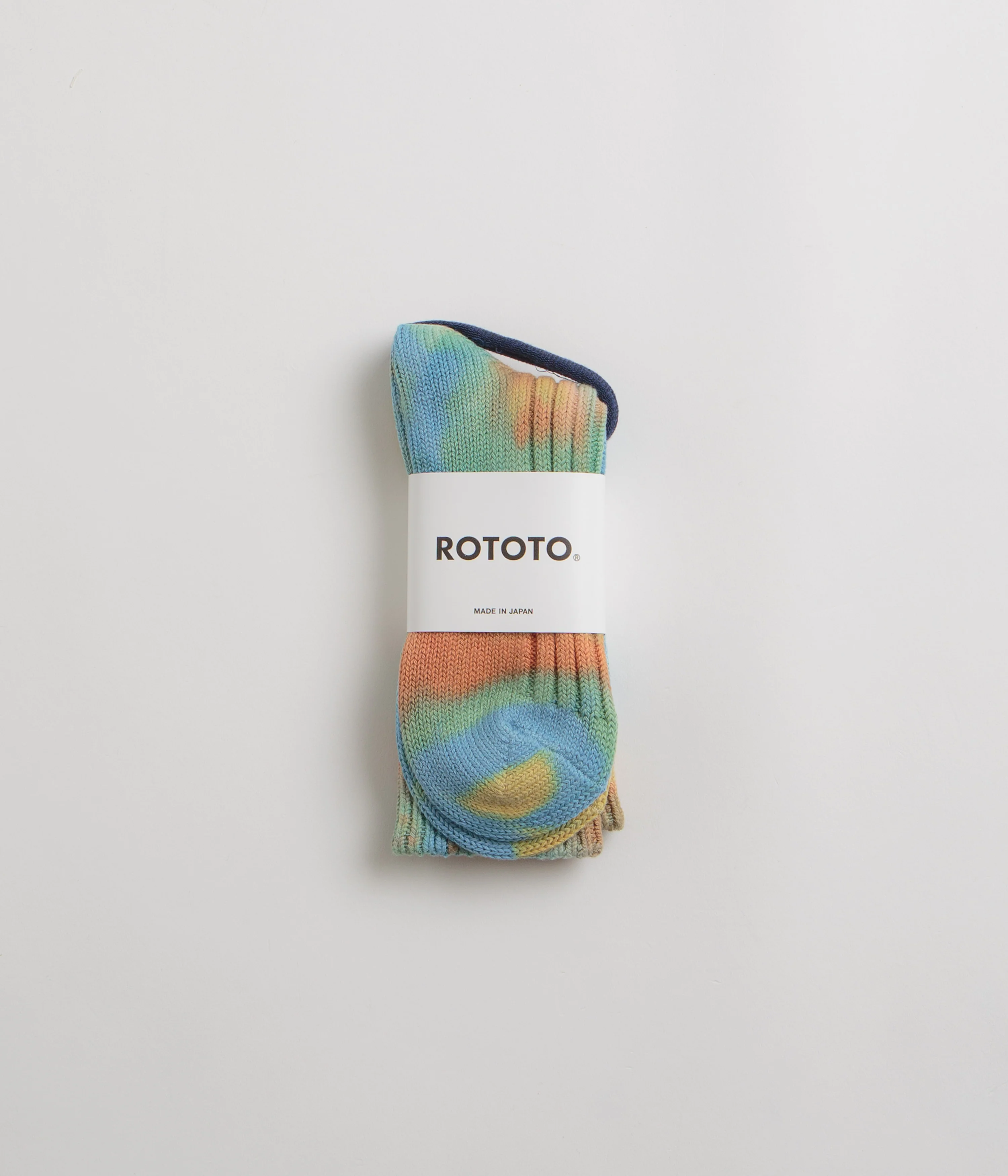 RoToTo Chunky Ribbed Socks - Orange / Light Blue / Light Yellow - Image 3