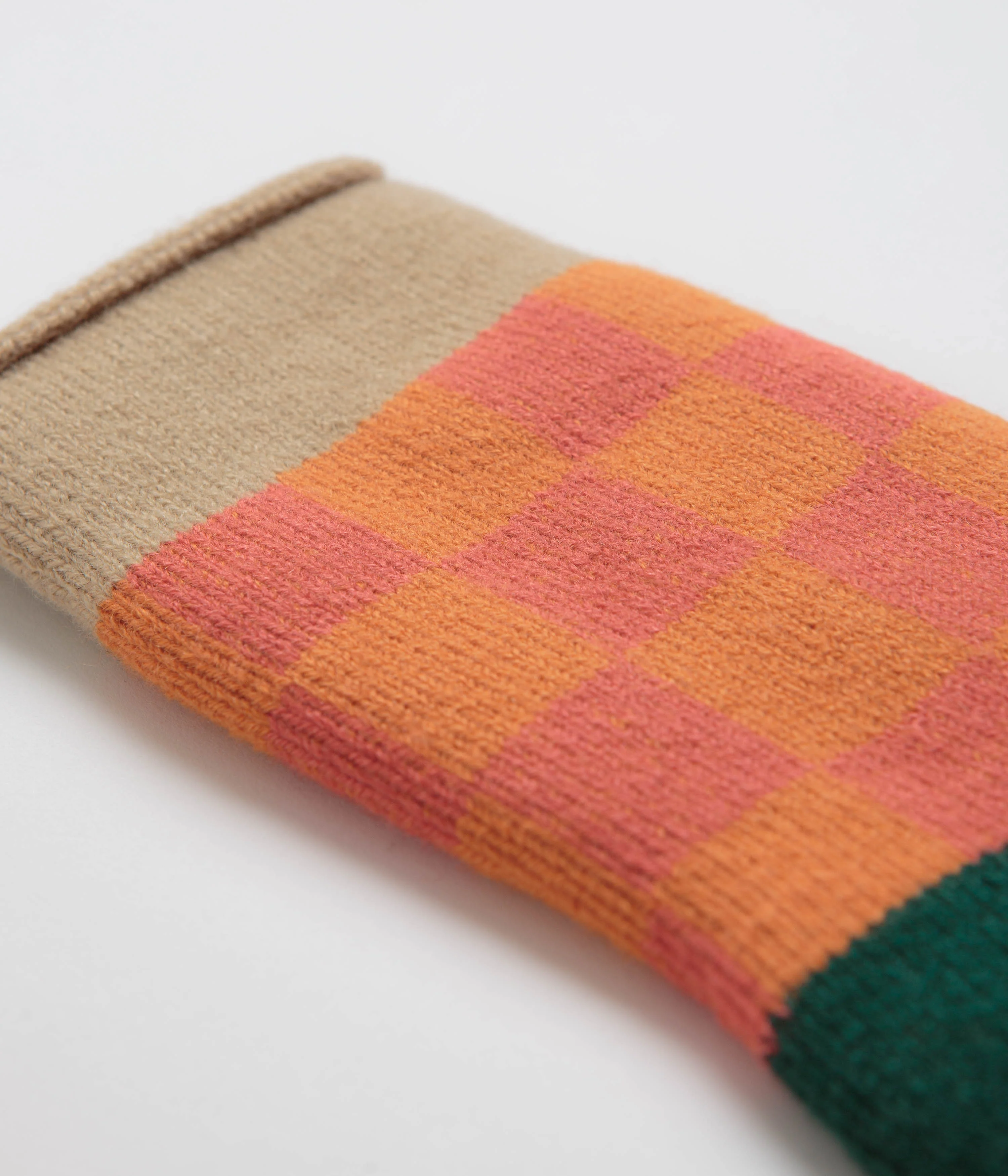 RoToTo Pile Room Socks - Beige / Dark Green - Image 2