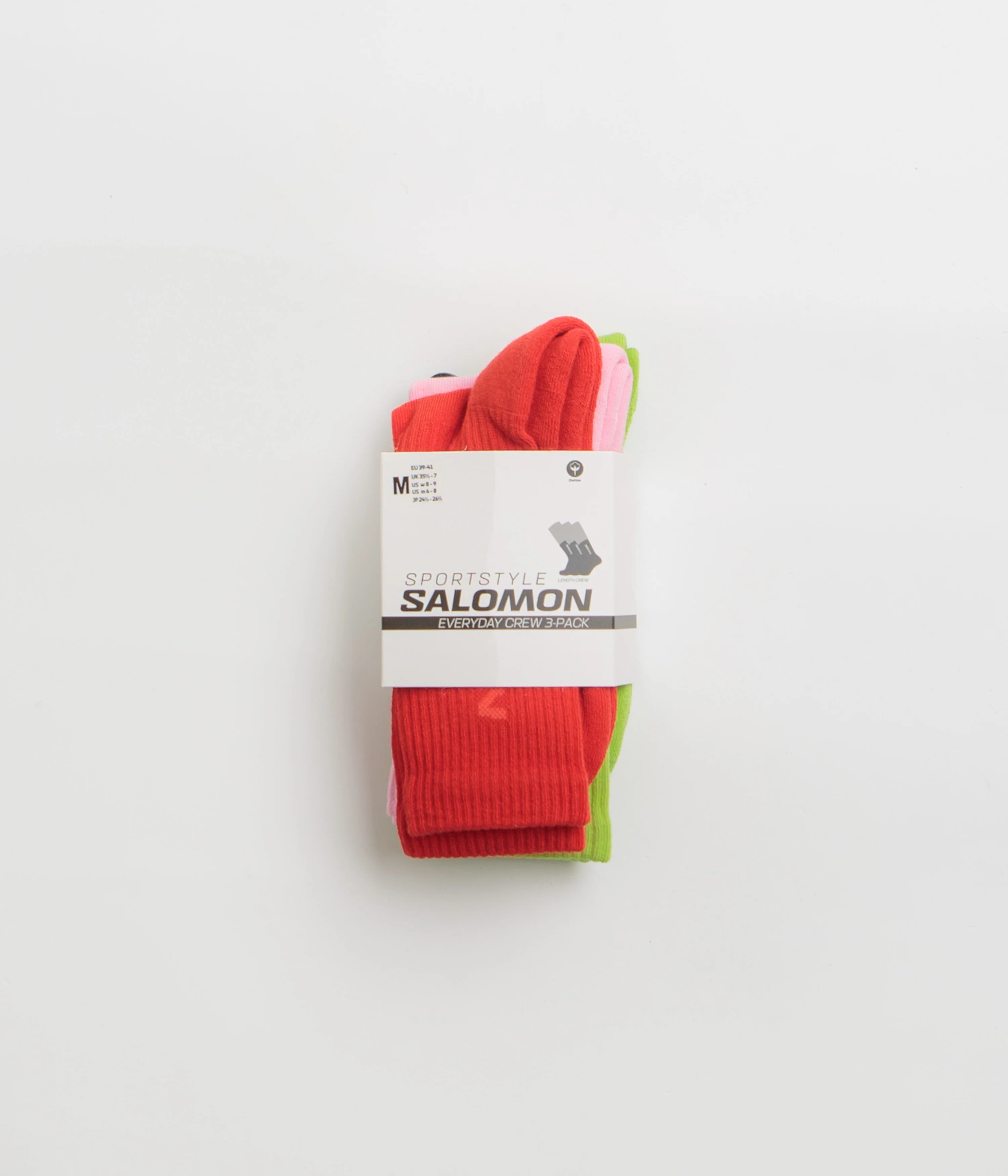 Salomon Everyday Crew Socks (3 Pack) - Flame Scarlet / Dark Citron / Fairy Tale - Image 2