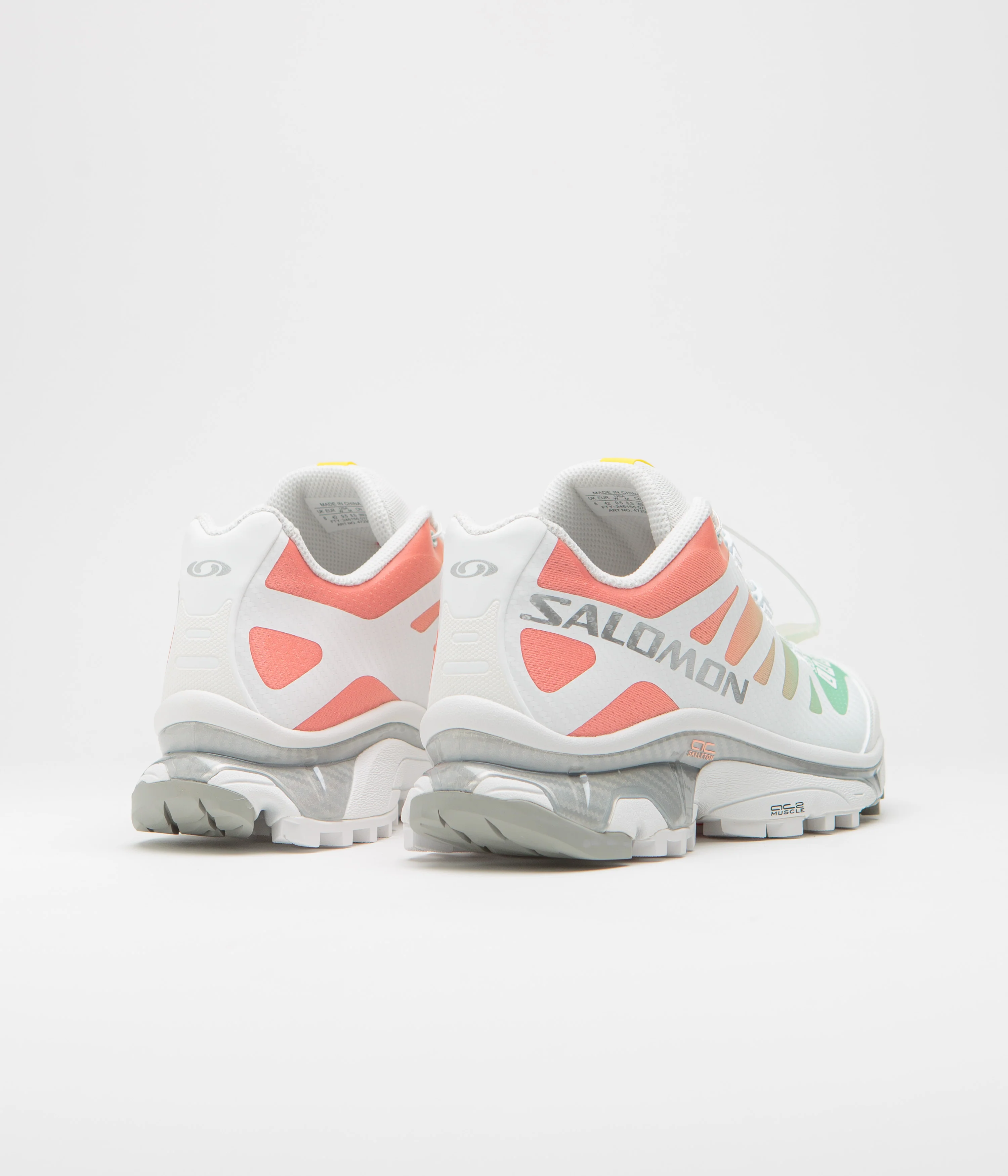 Salomon XT-4 OG Shoes - White / Green Ash / Coral - Image 4