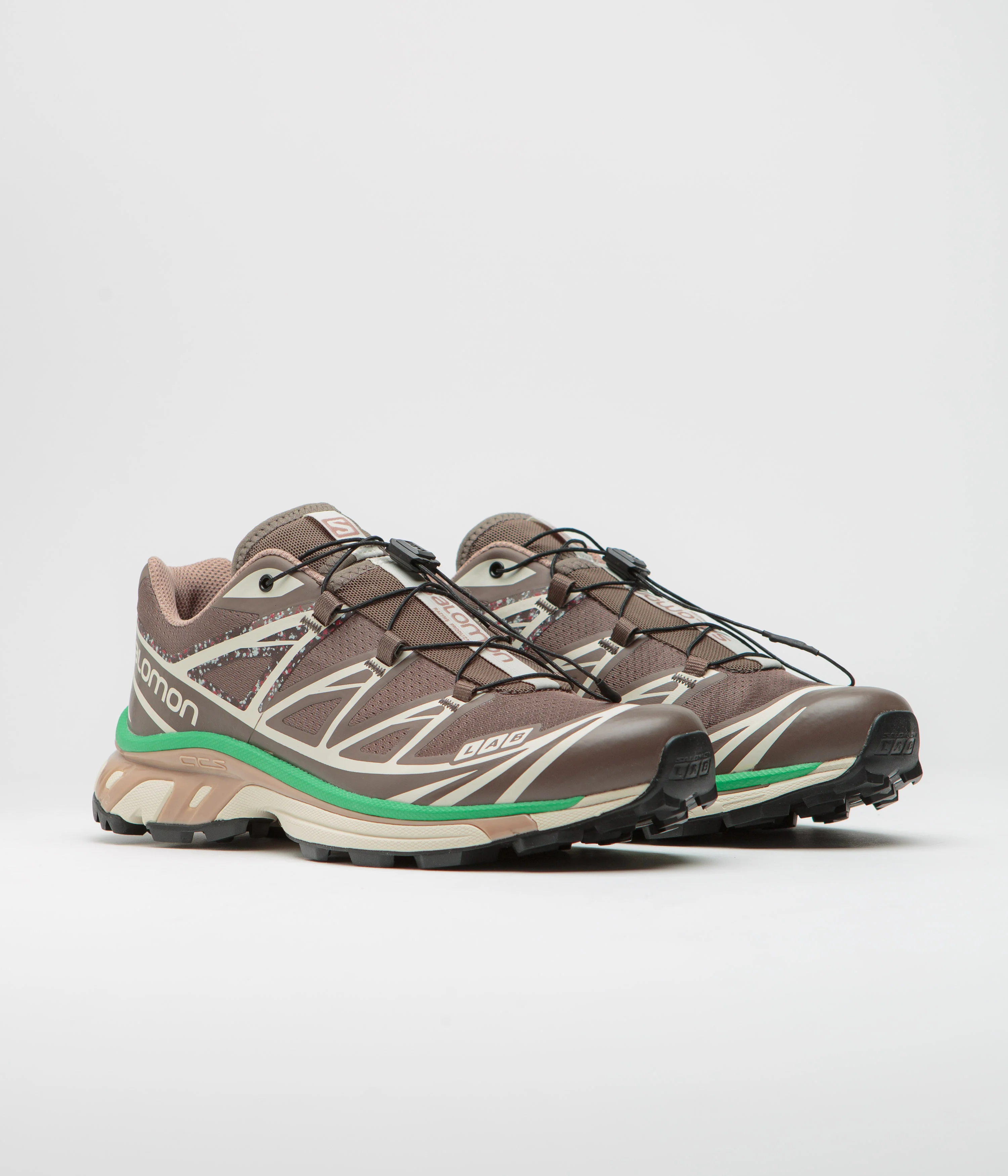Salomon XT-6 Mindful 2 Shoes - Falcon / Almond Milk / Bright Green - Image 2