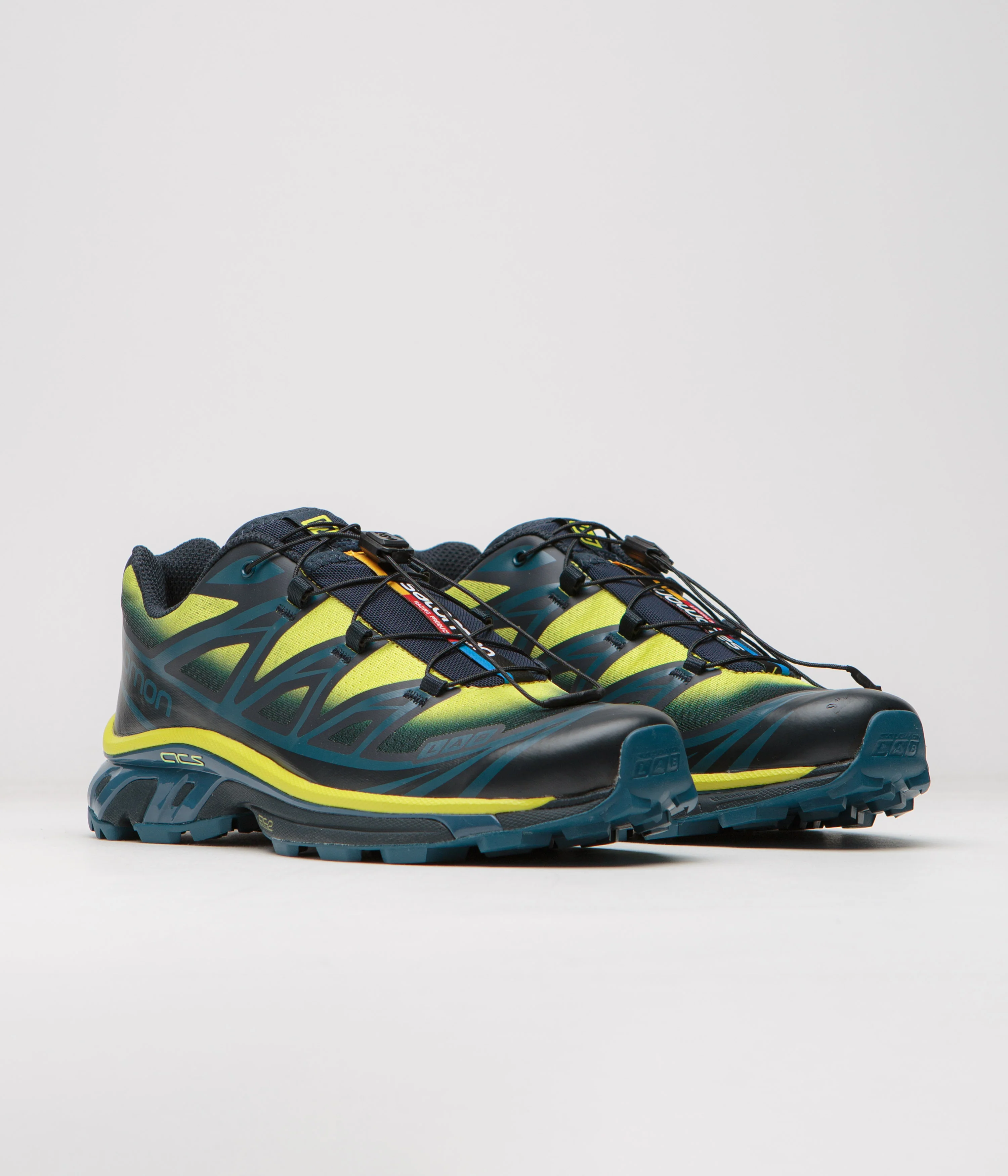 Salomon XT-6 Skyline Shoes - Carbon / Sunny Lime / Sulphur Spring - Image 2