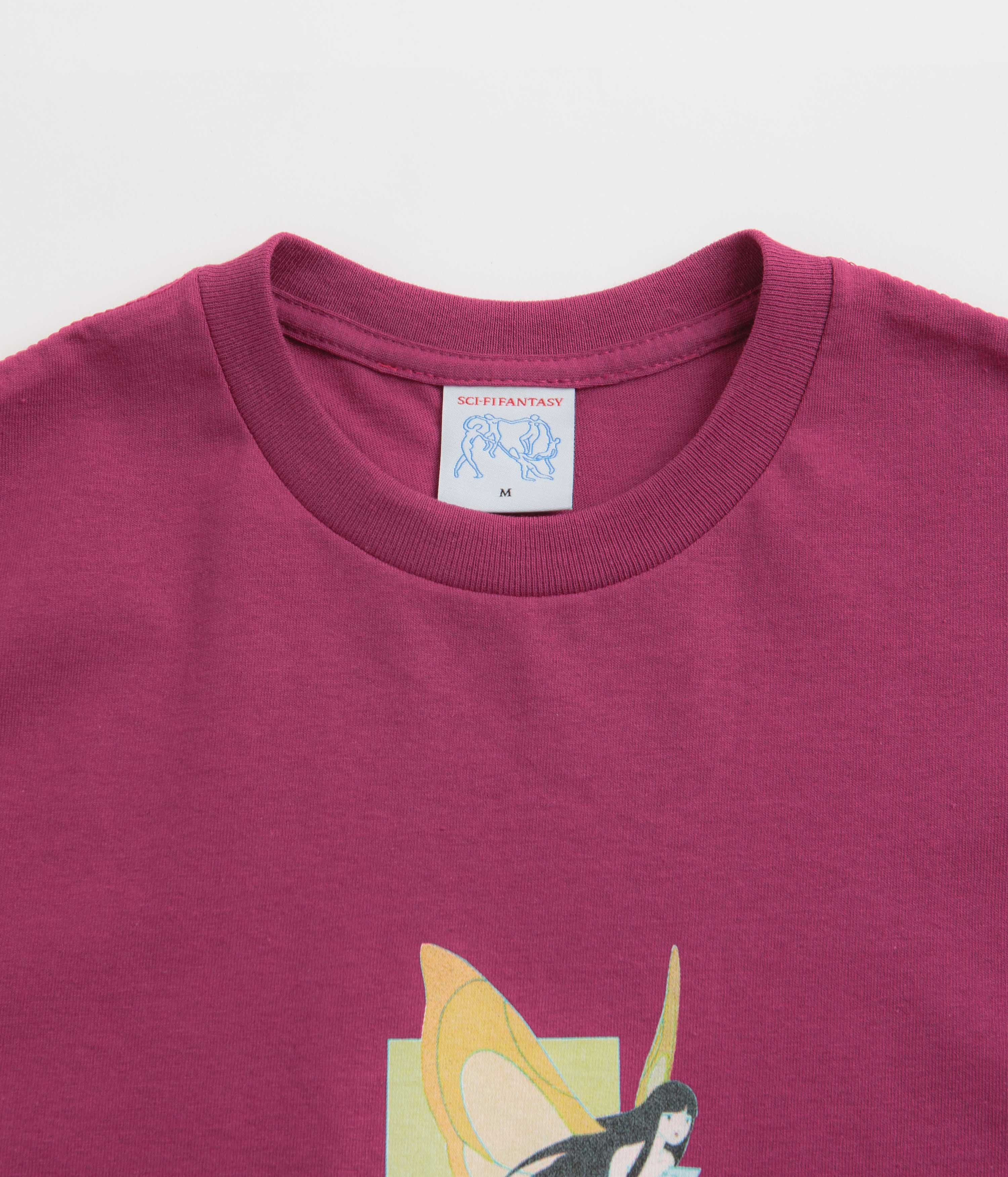 Sci-Fi Fantasy Moth Girl T-Shirt - Berry - Image 2