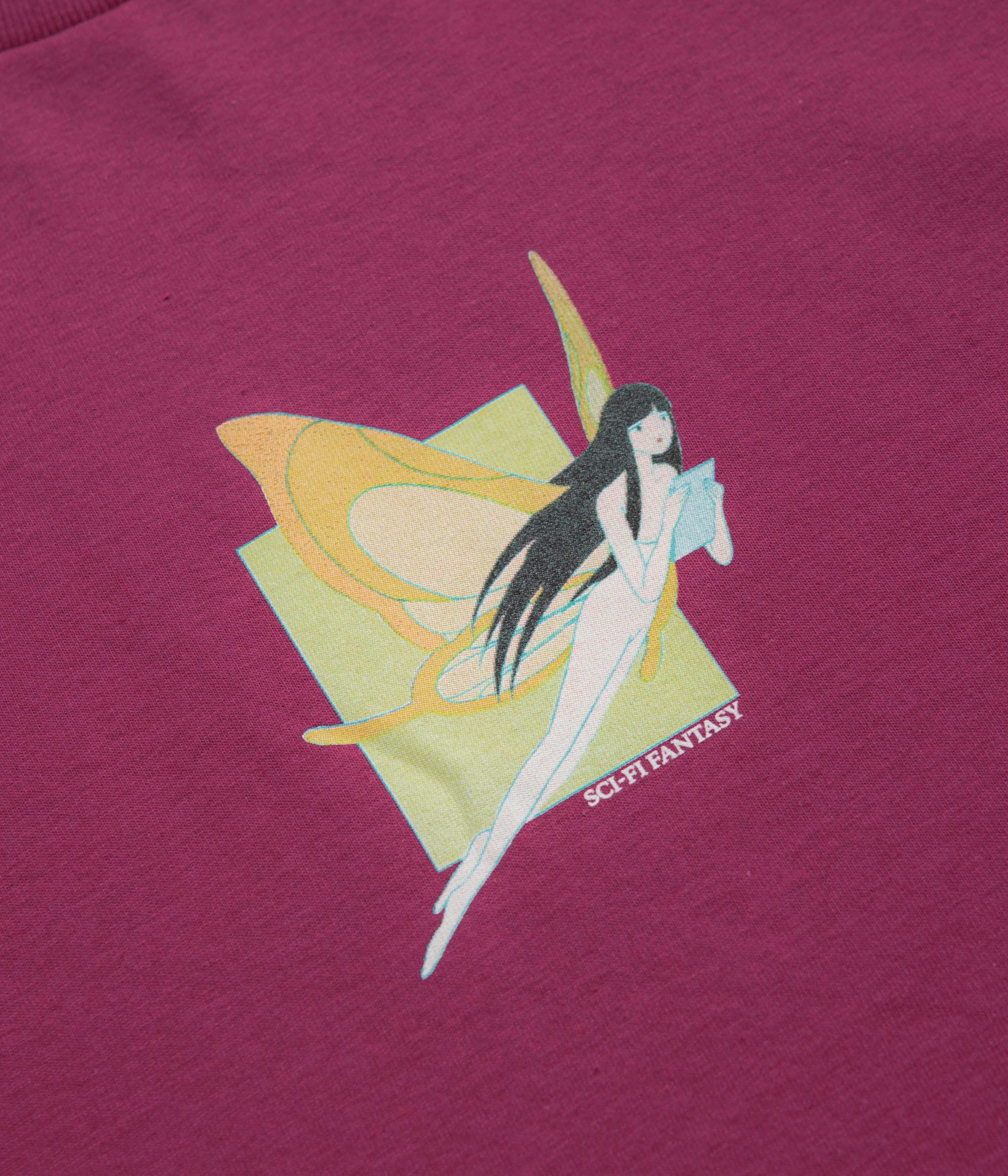 Sci-Fi Fantasy Moth Girl T-Shirt - Berry - Image 3