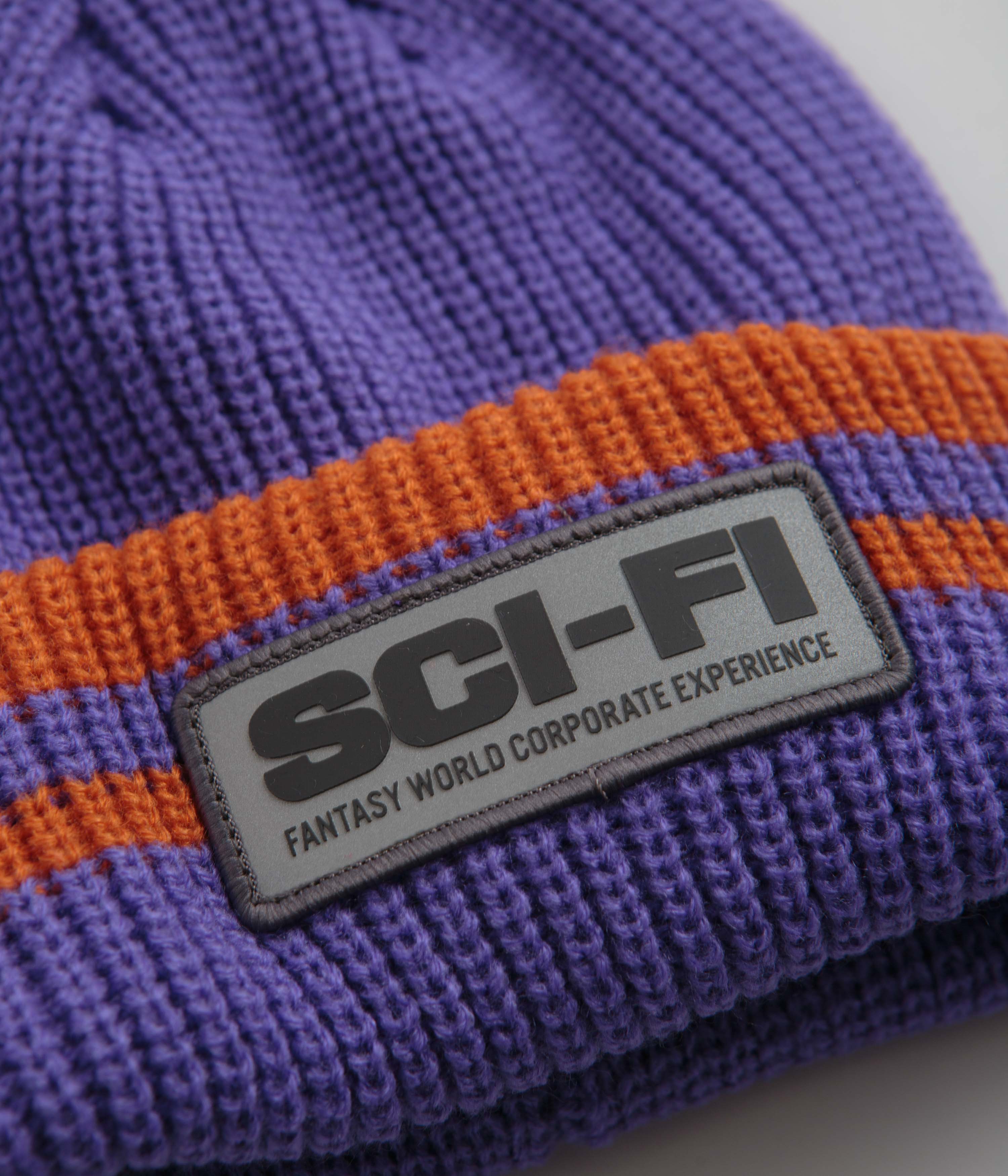 Sci-Fi Fantasy Reflective Patch Beanie - Purple / Orange - Image 2