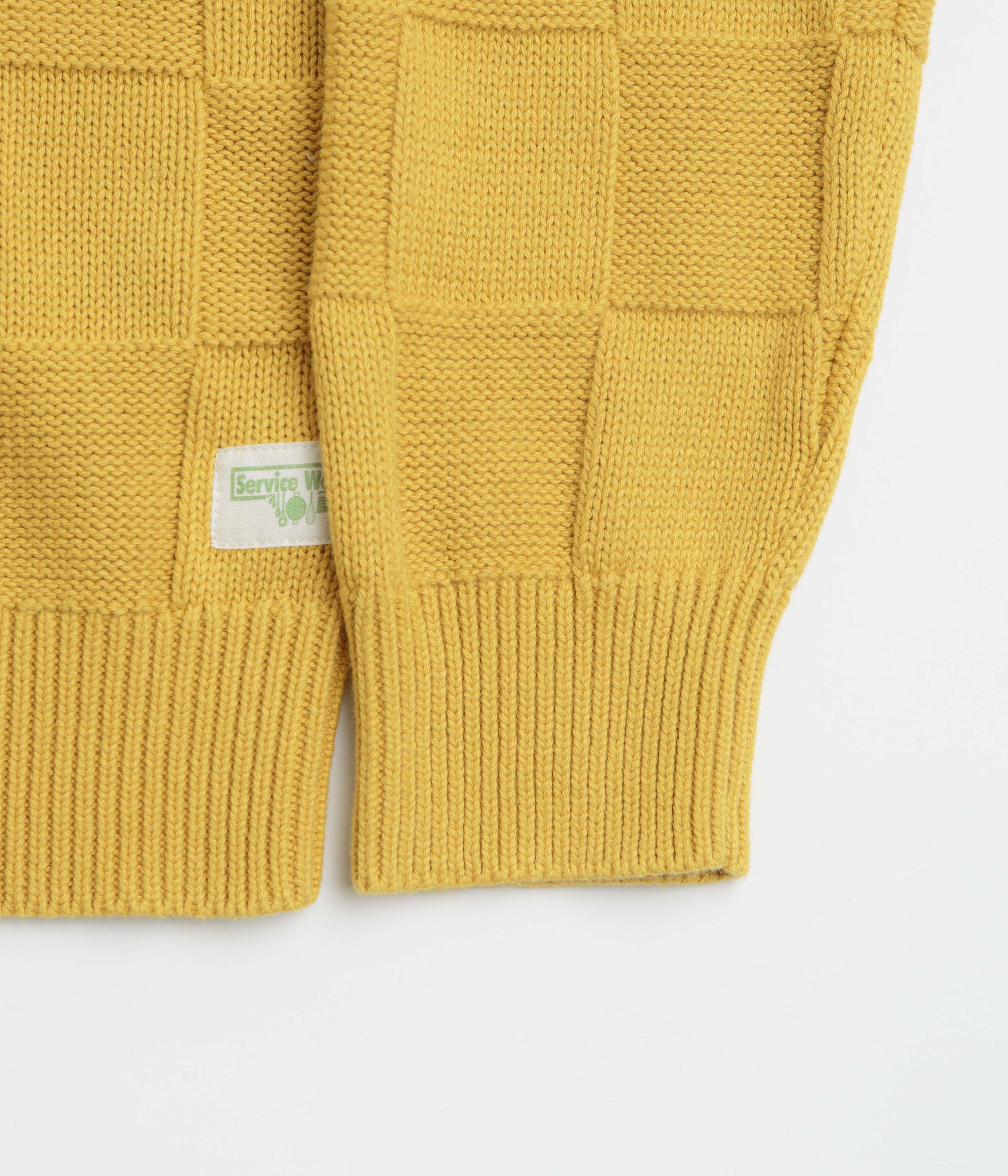Service Works Check Knit Crewneck Sweatshirt - Ochre - Image 4