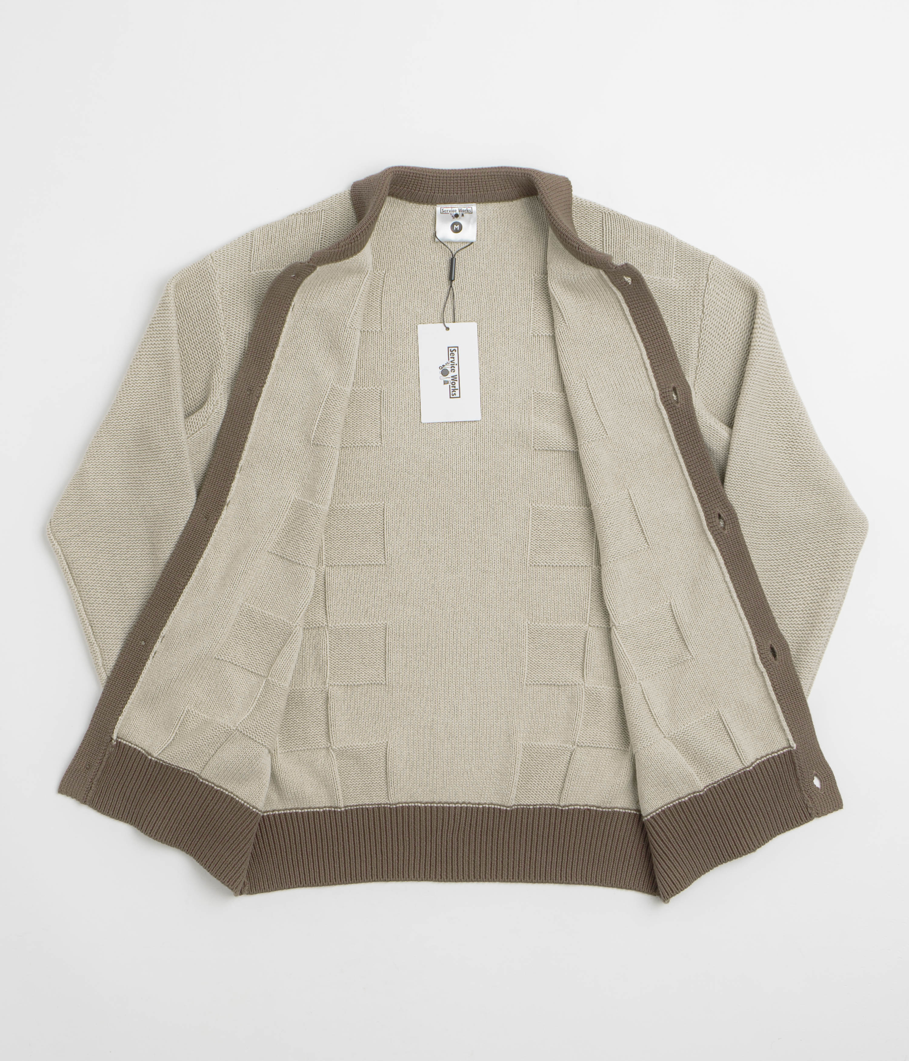 Service Works Check Panel Cardigan - Mushroom - Image 2