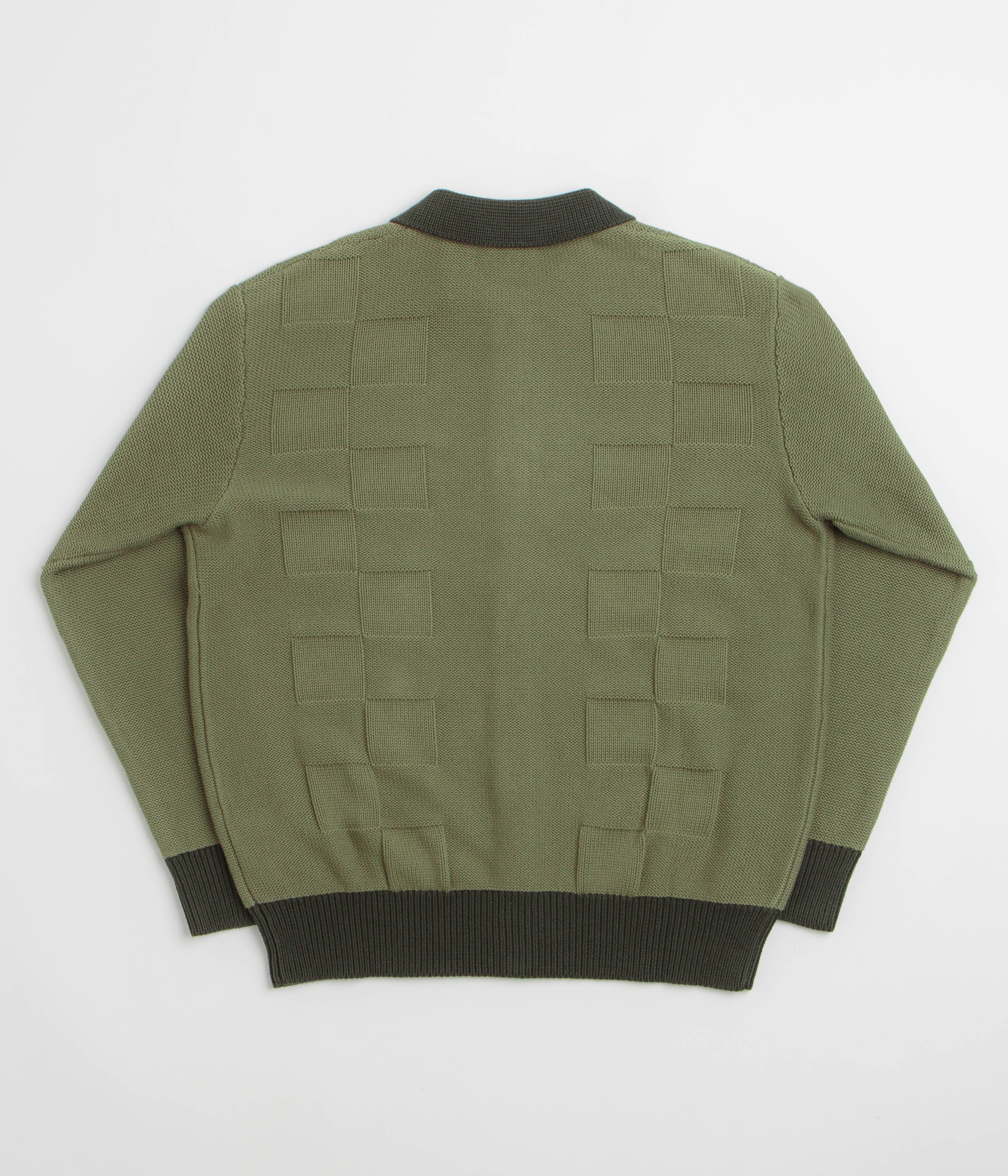 Service Works Check Panel Cardigan - Olive - Image 3