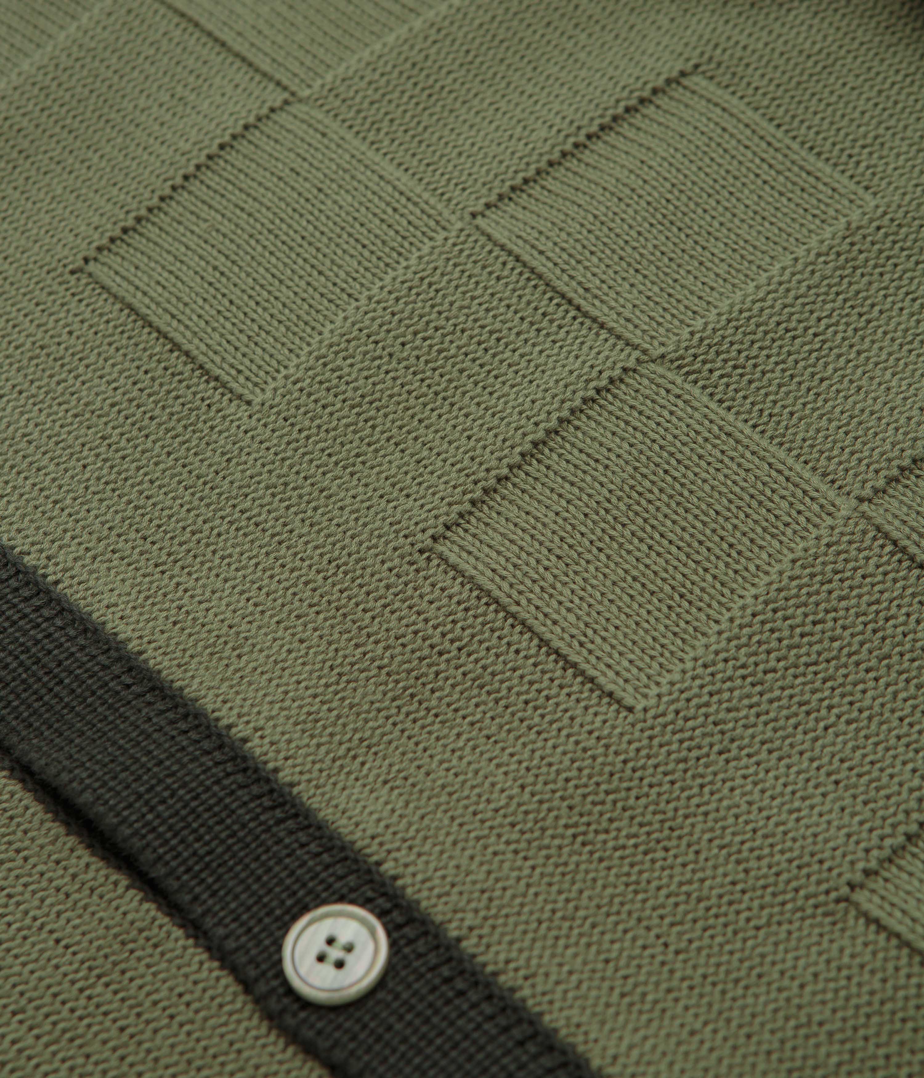 Service Works Check Panel Cardigan - Olive - Image 5