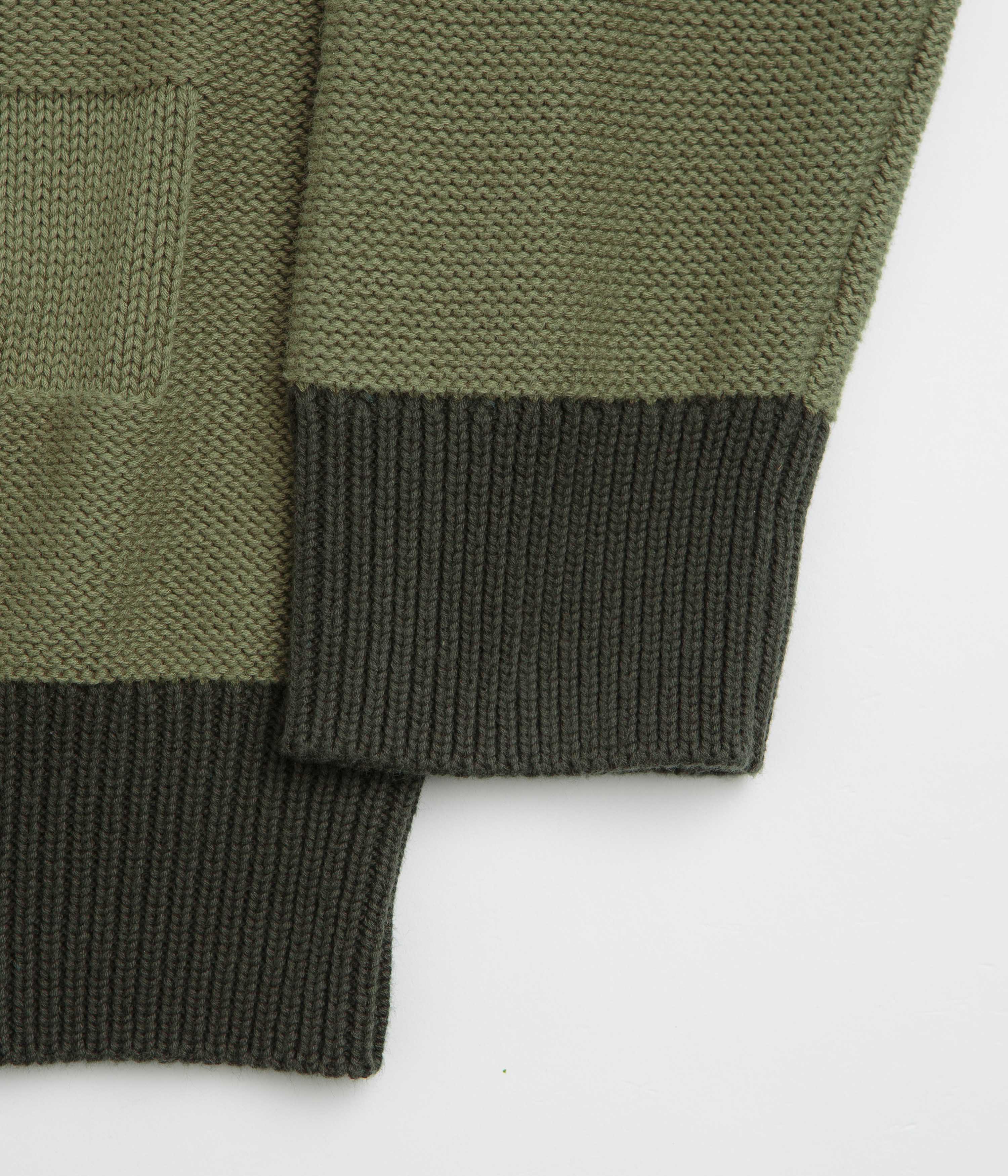 Service Works Check Panel Cardigan - Olive - Image 6
