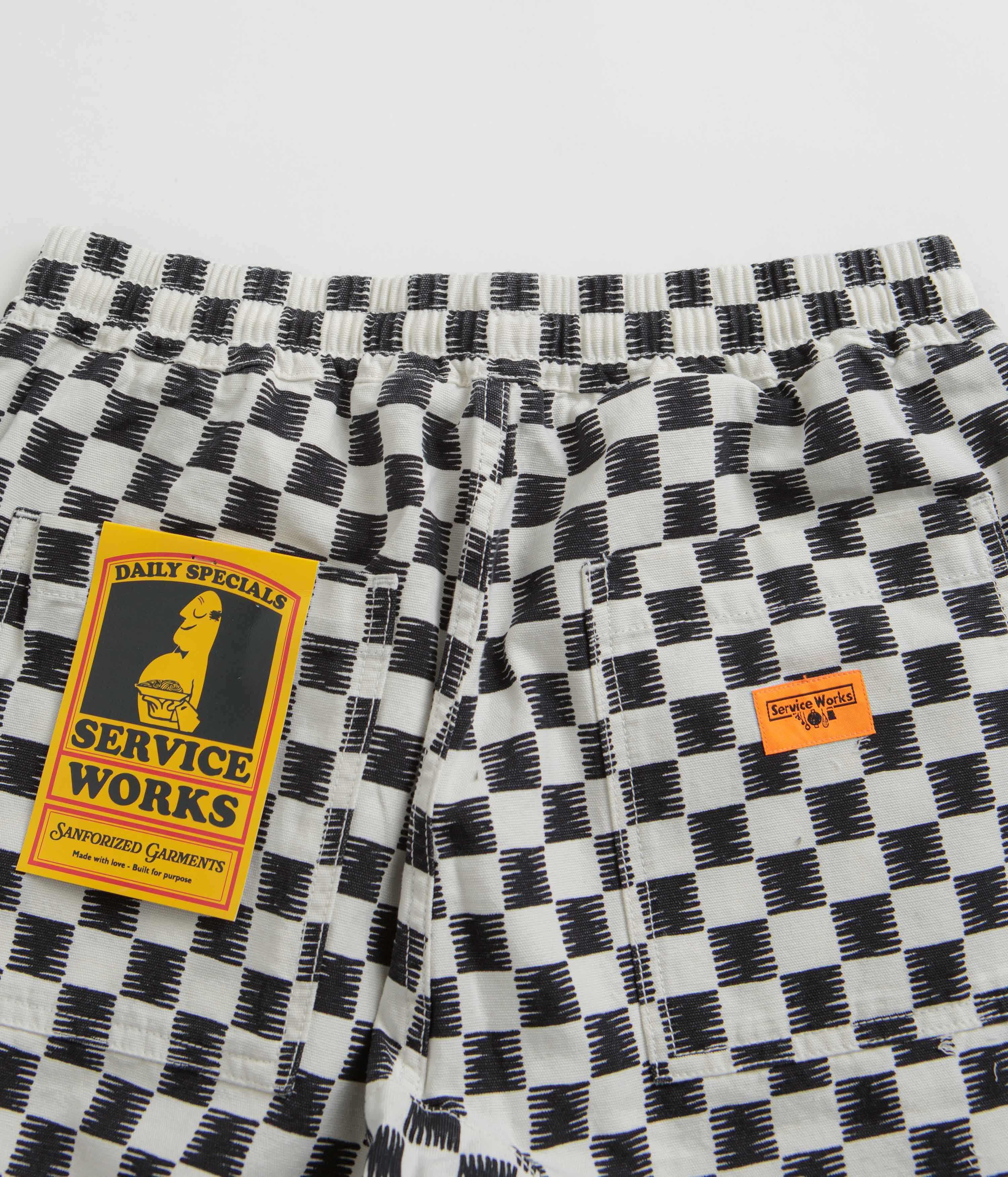 Service Works Classic Chef Shorts - Black / White Checker - Image 5