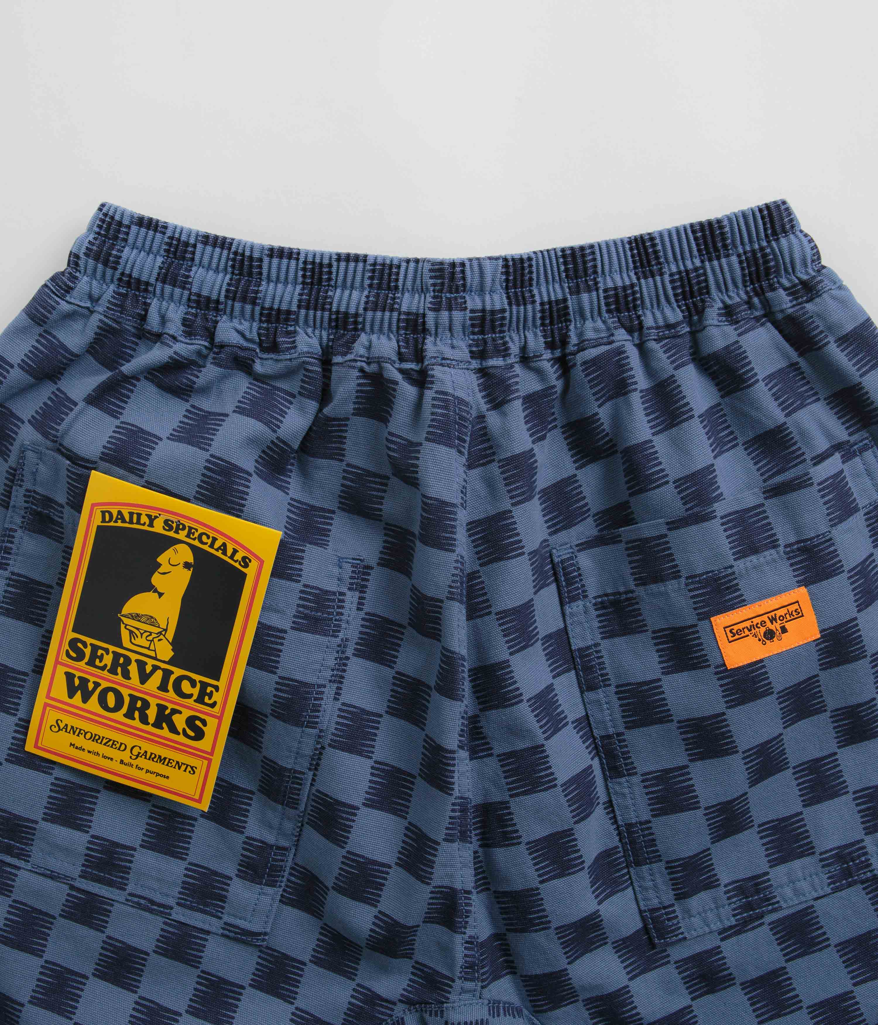 Service Works Classic Chef Shorts - Blue Checker - Image 5