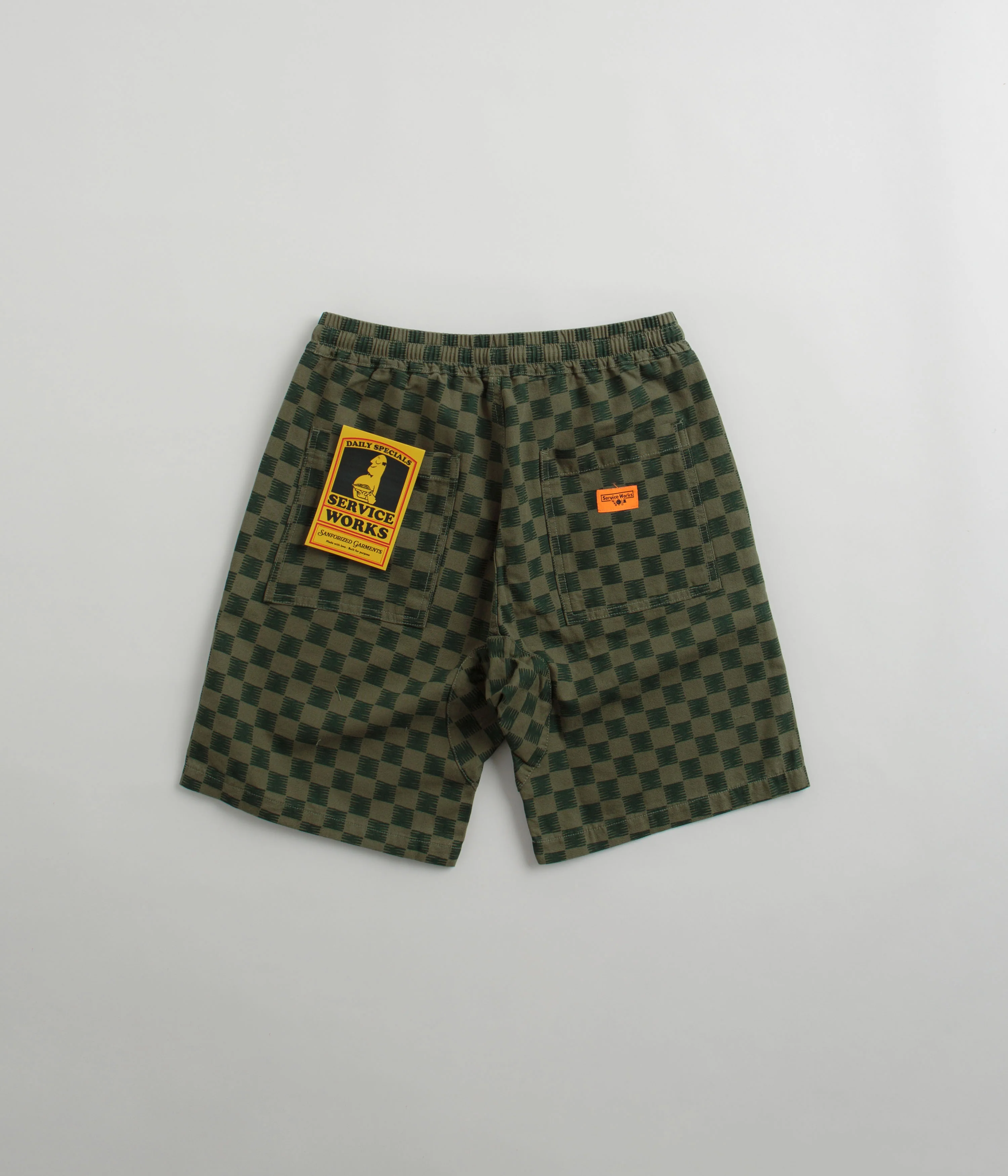 Service Works Classic Chef Shorts - Green Checker - Image 3
