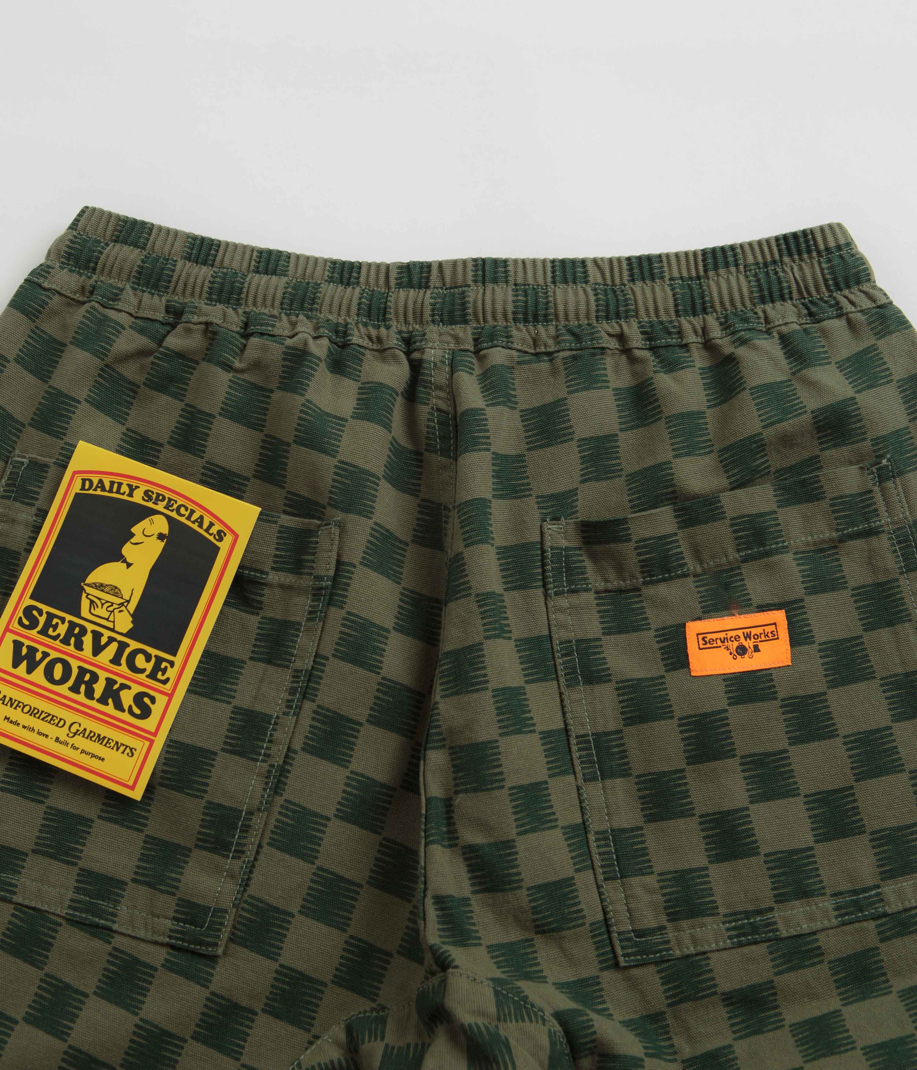 Service Works Classic Chef Shorts - Green Checker - Image 5