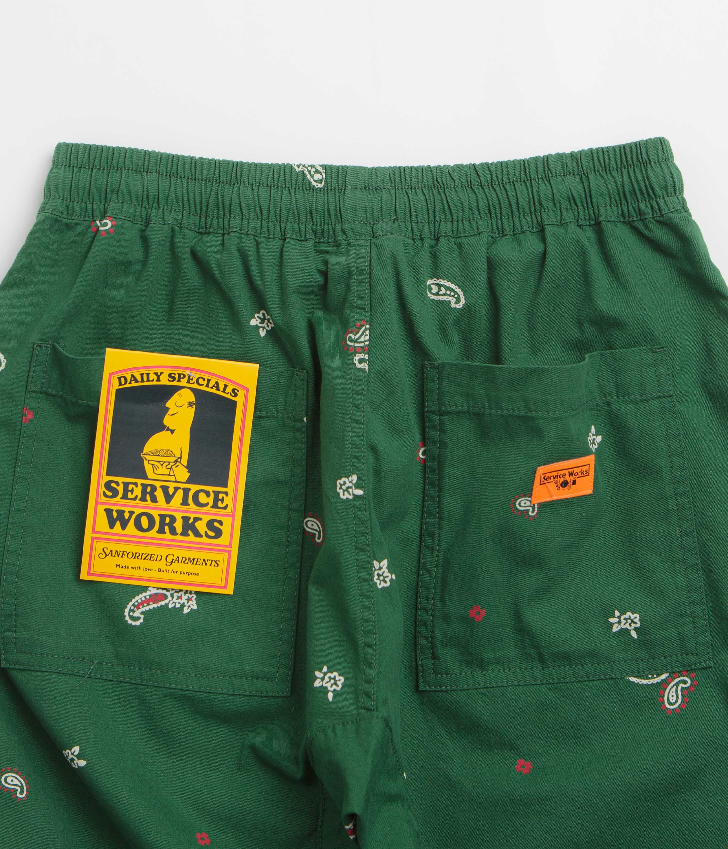 Service Works Paisley Chef Shorts - Forest - Image 5