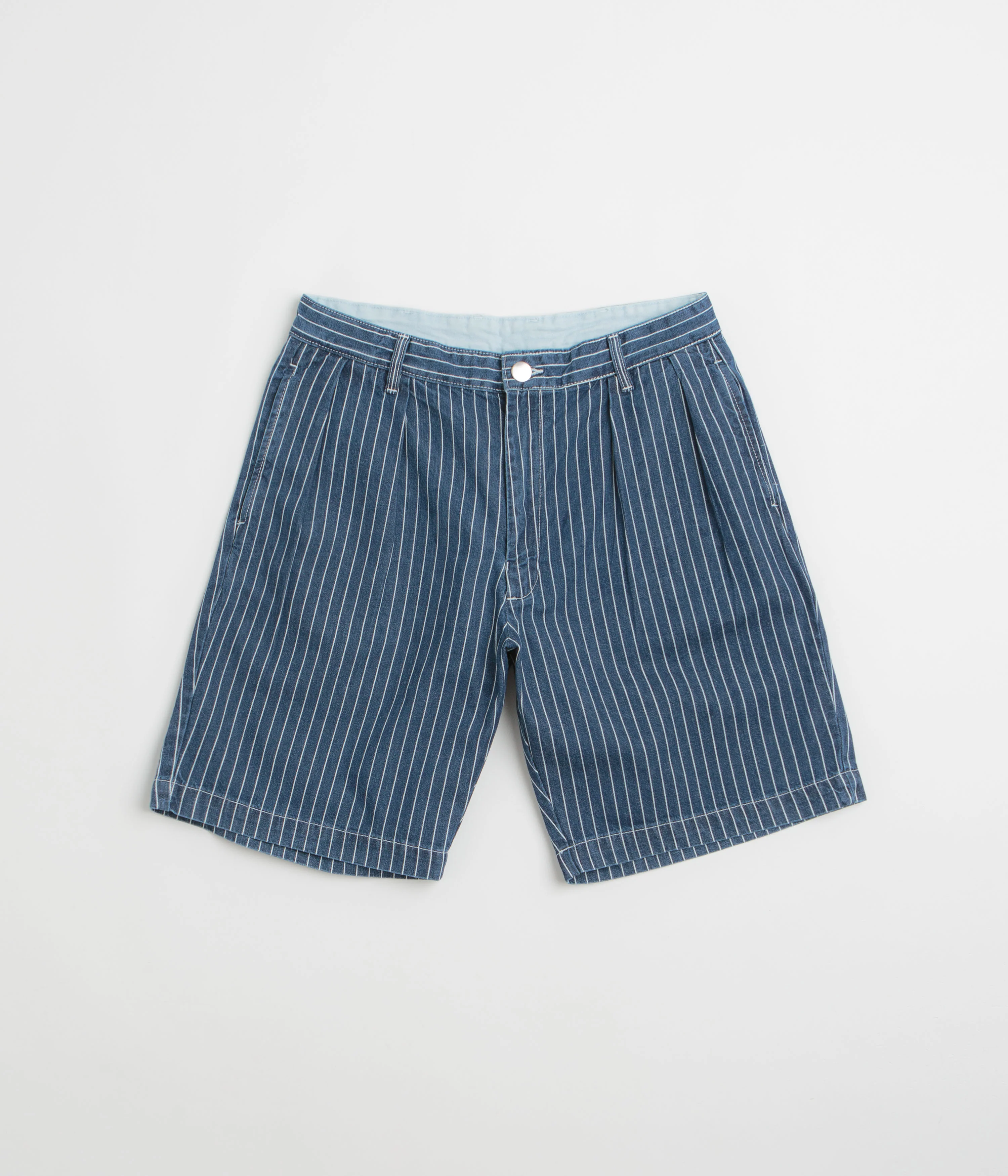 Service Works Pinstripe Denim Part Timer Shorts - Indigo