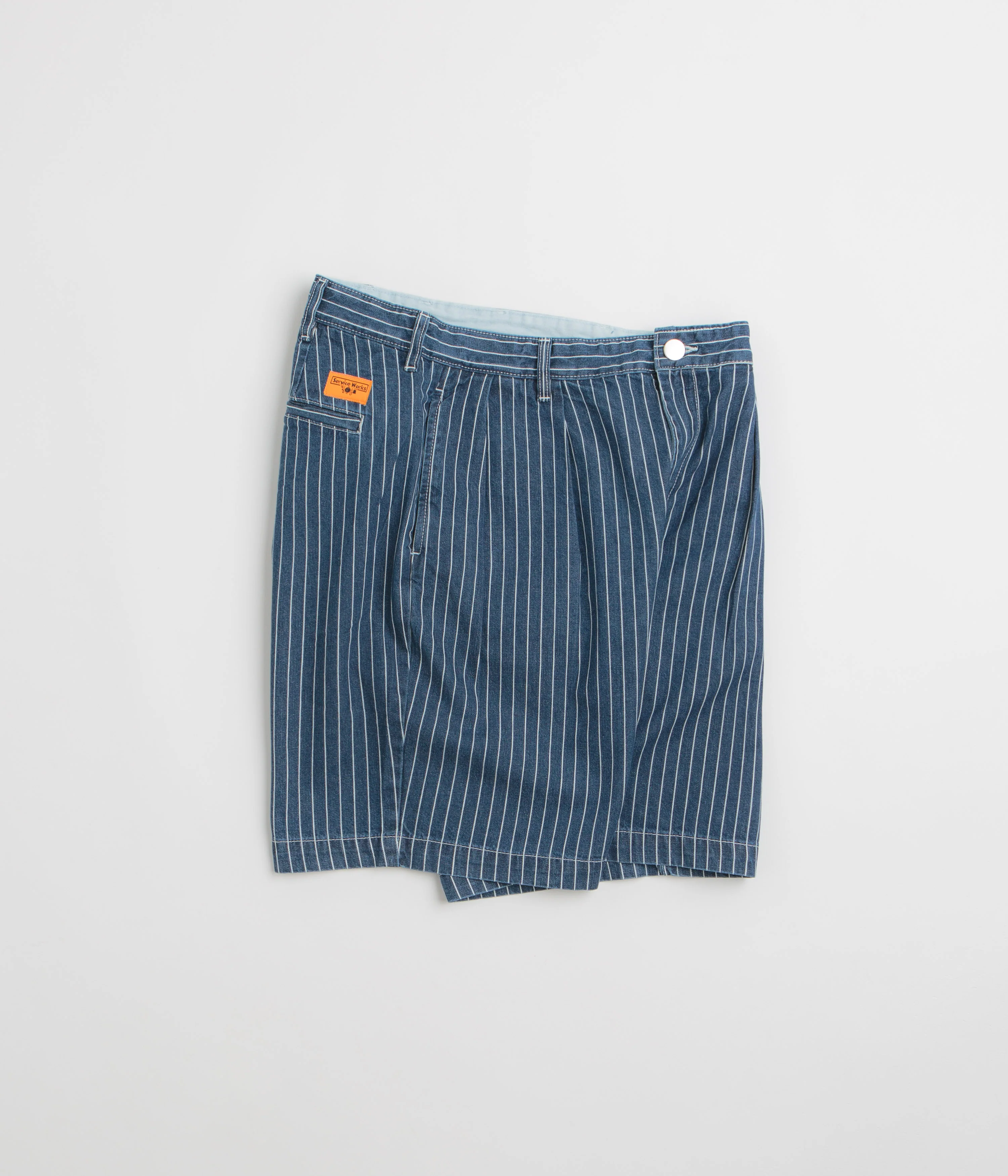 Service Works Pinstripe Denim Part Timer Shorts - Indigo - Image 2