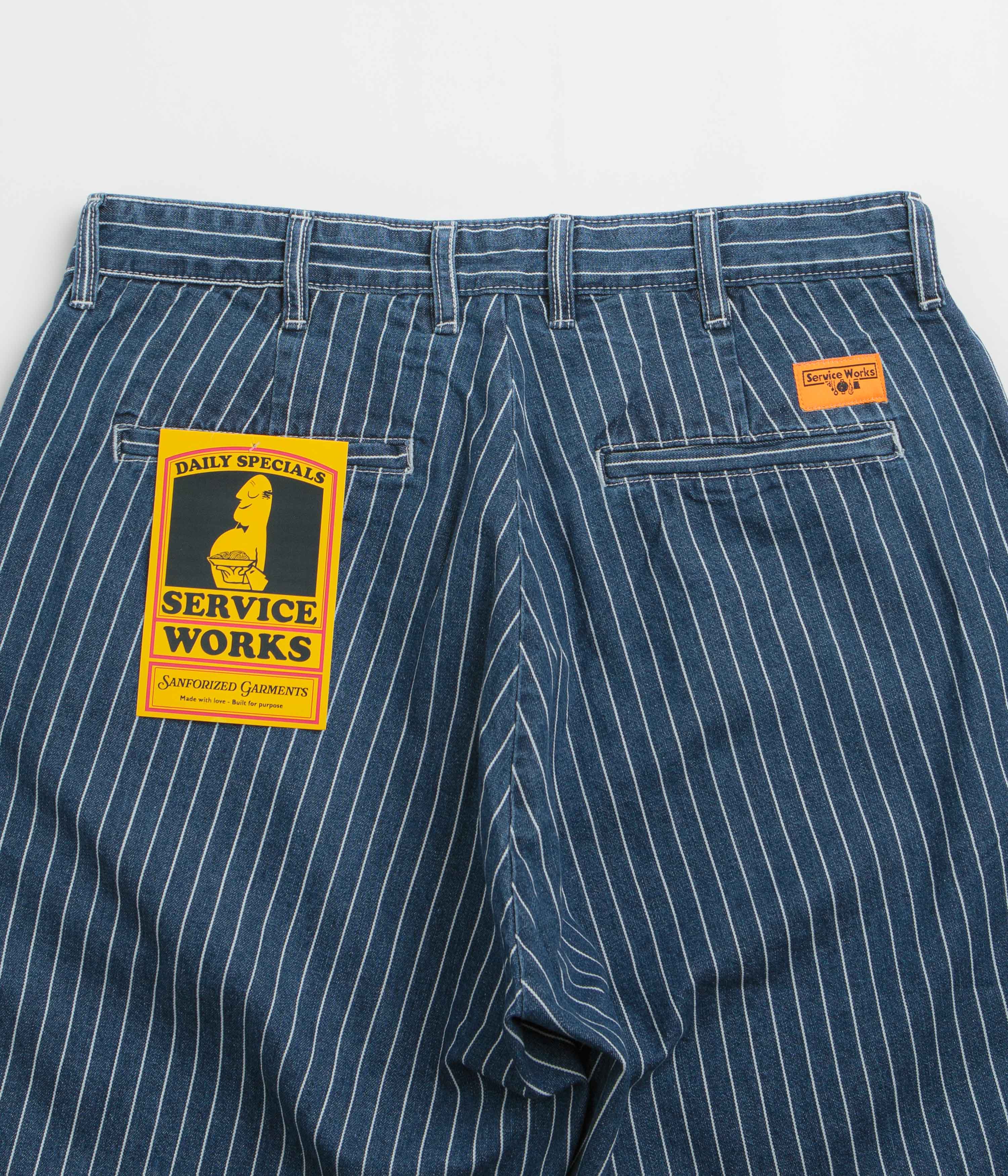 Service Works Pinstripe Denim Part Timer Shorts - Indigo - Image 6