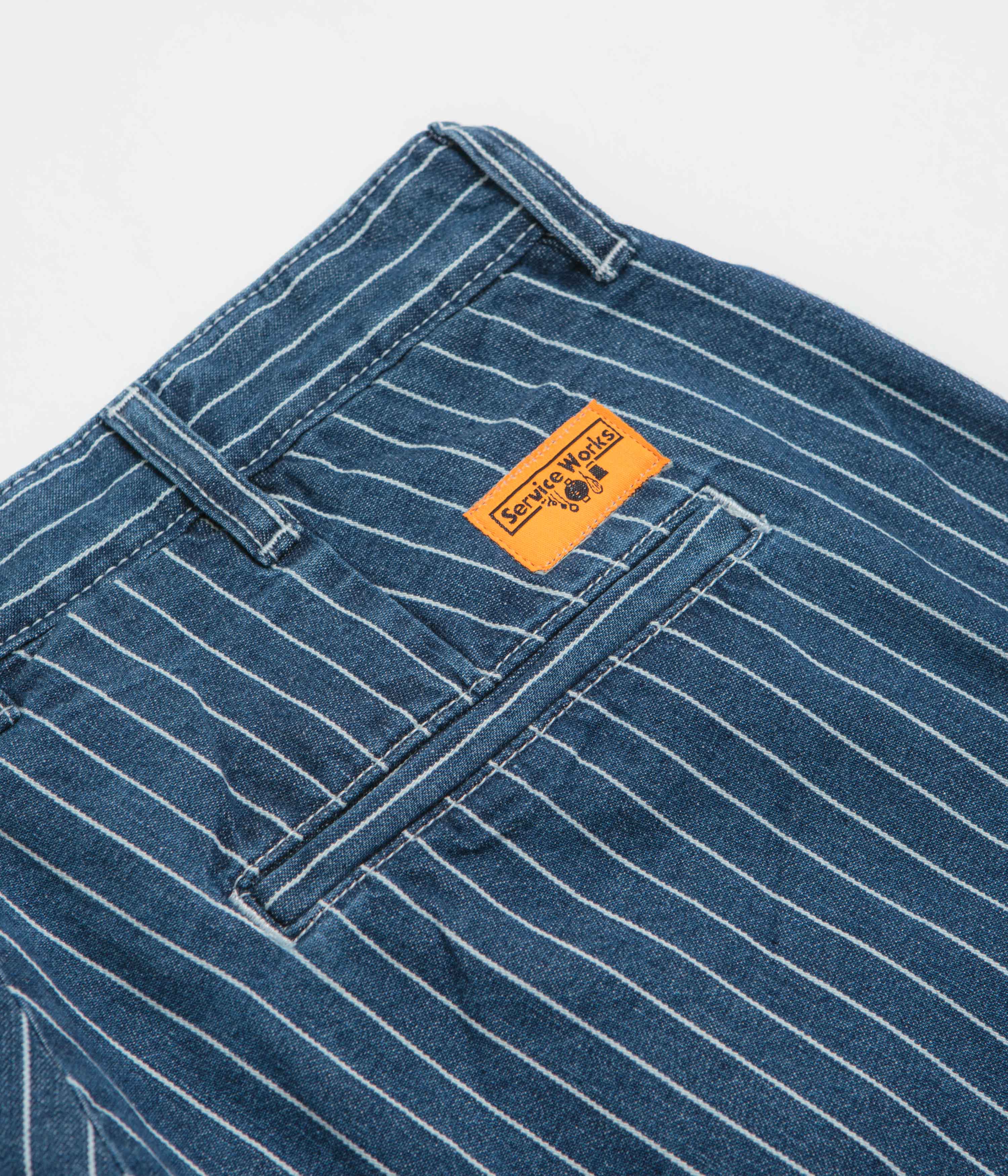 Service Works Pinstripe Denim Part Timer Shorts - Indigo - Image 7