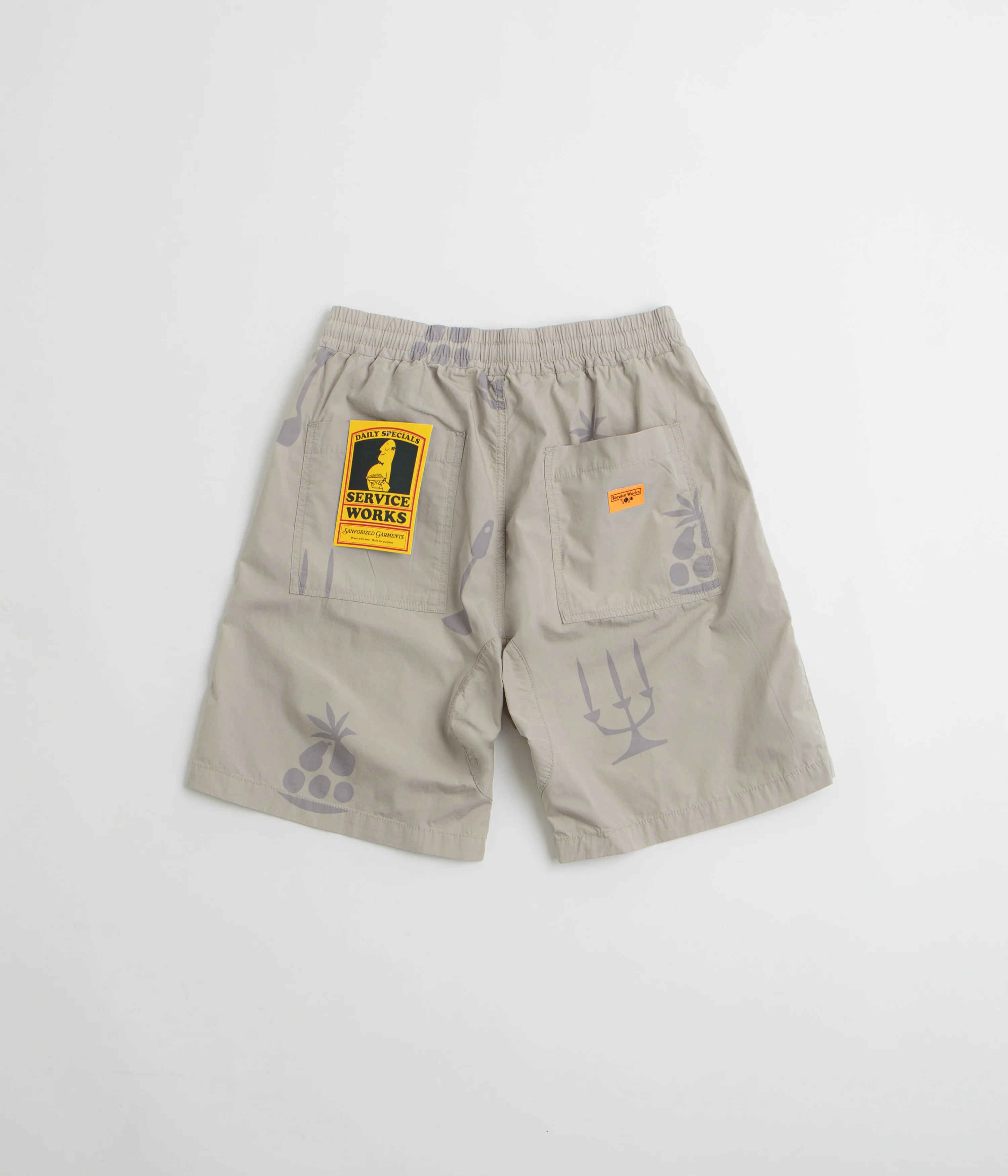 Service Works Poplin Printed Chef Shorts - Stone - Image 2