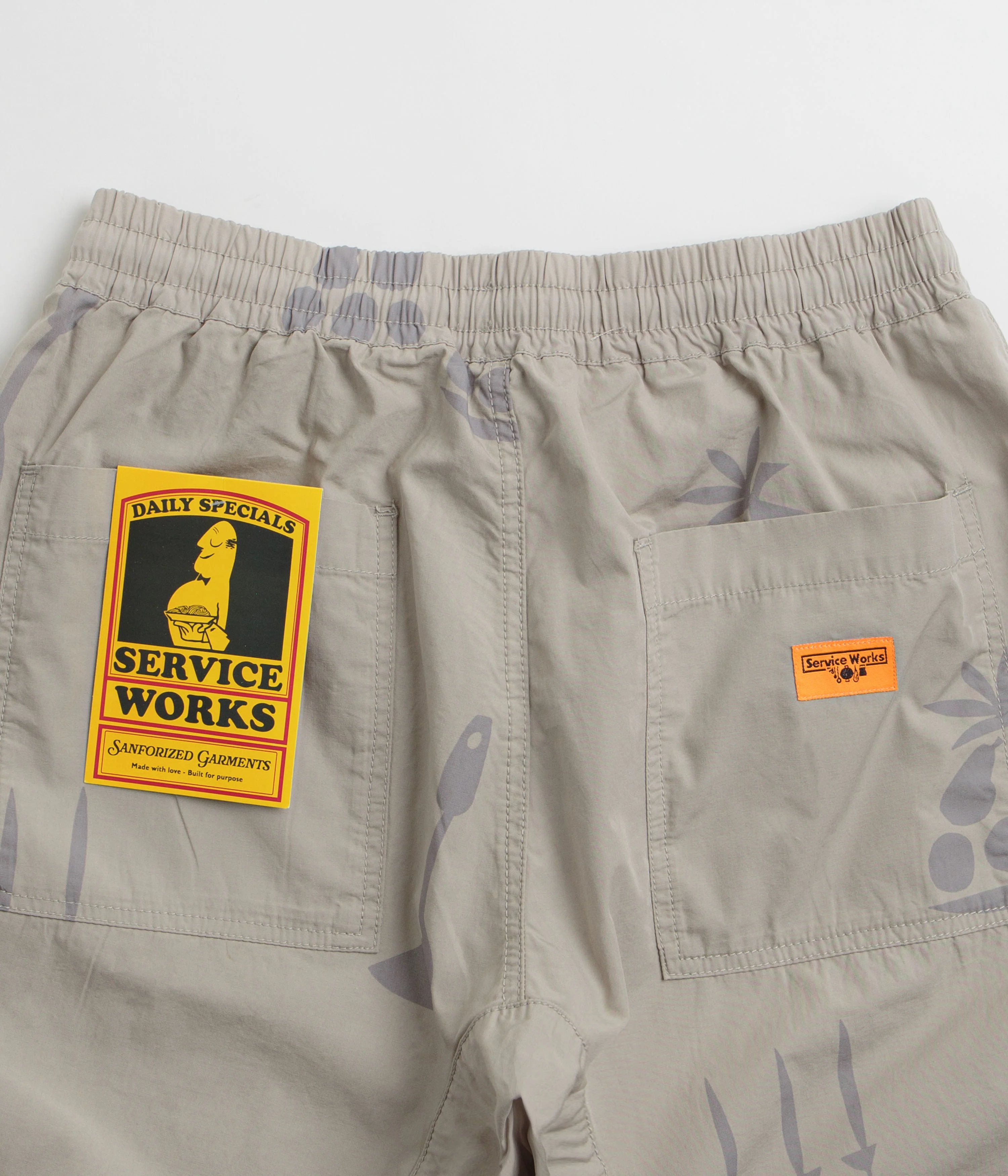 Service Works Poplin Printed Chef Shorts - Stone - Image 5