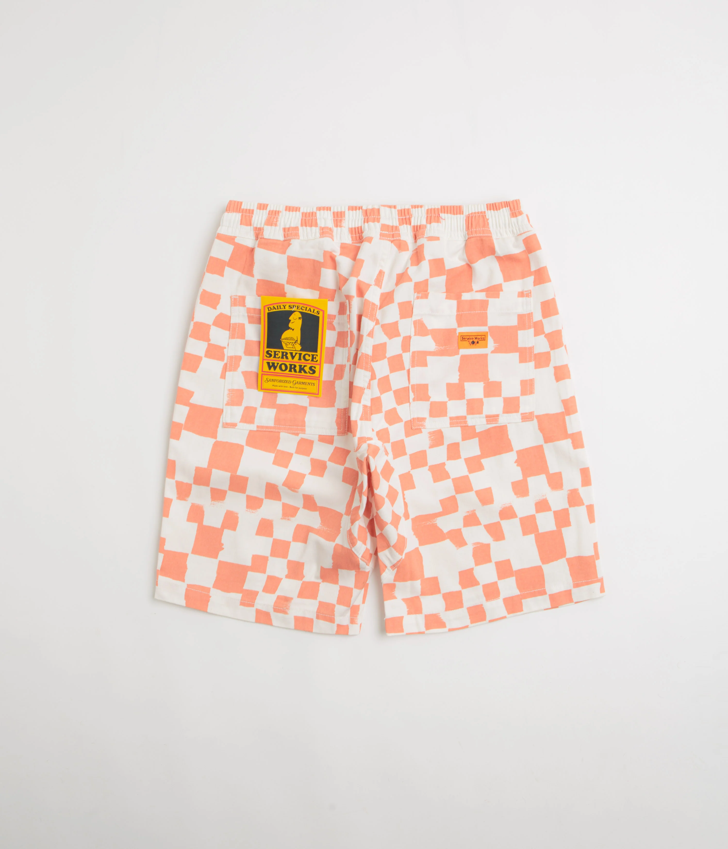 Service Works Printed Chef Shorts - Salmon Checker - Image 3