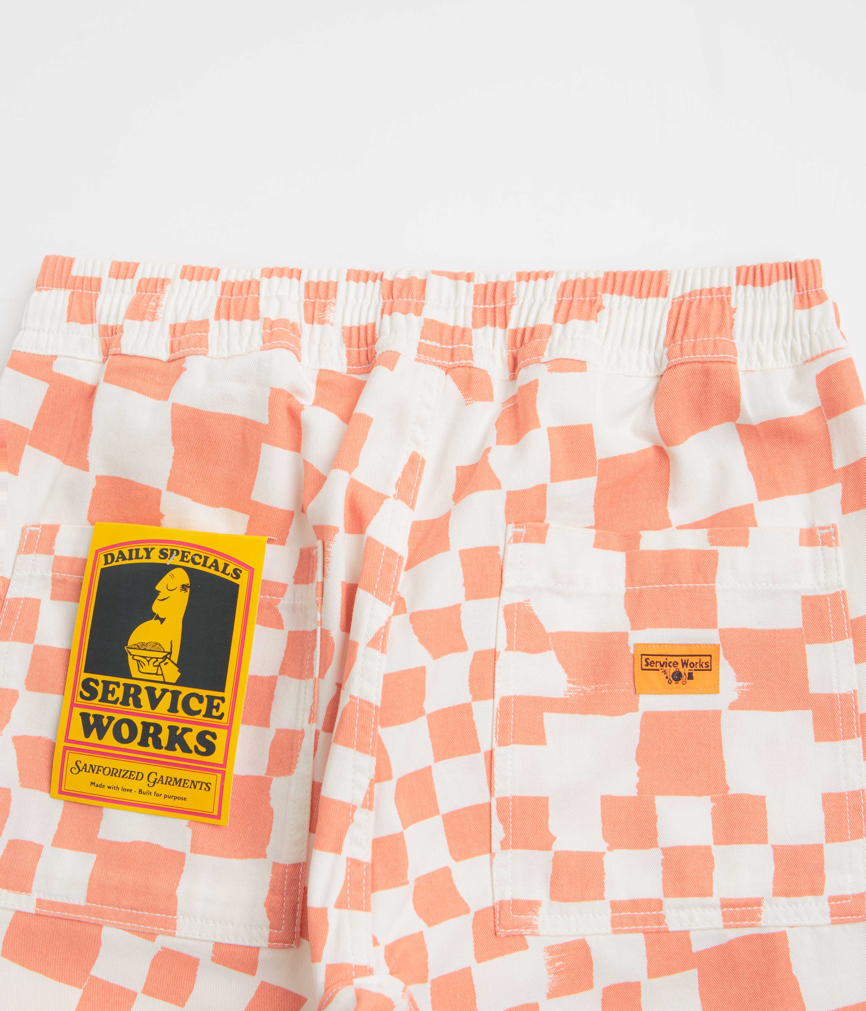 Service Works Printed Chef Shorts - Salmon Checker - Image 6