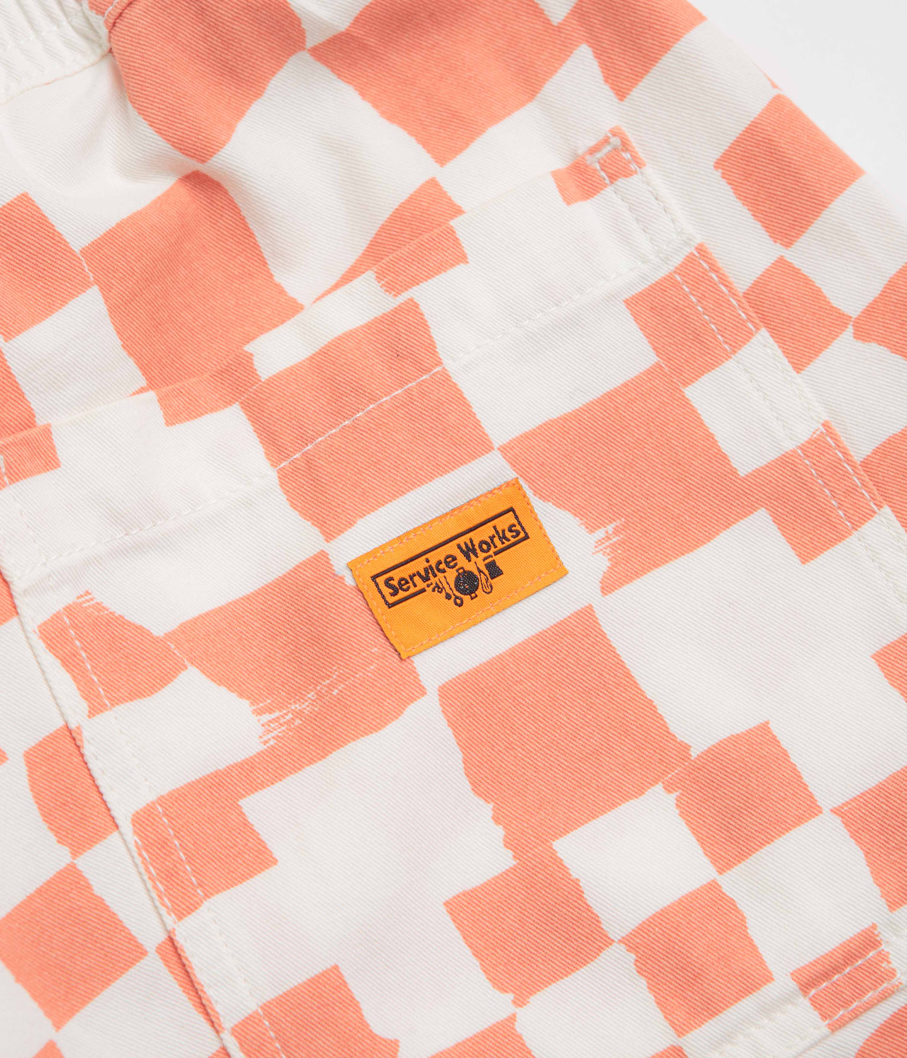 Service Works Printed Chef Shorts - Salmon Checker - Image 7