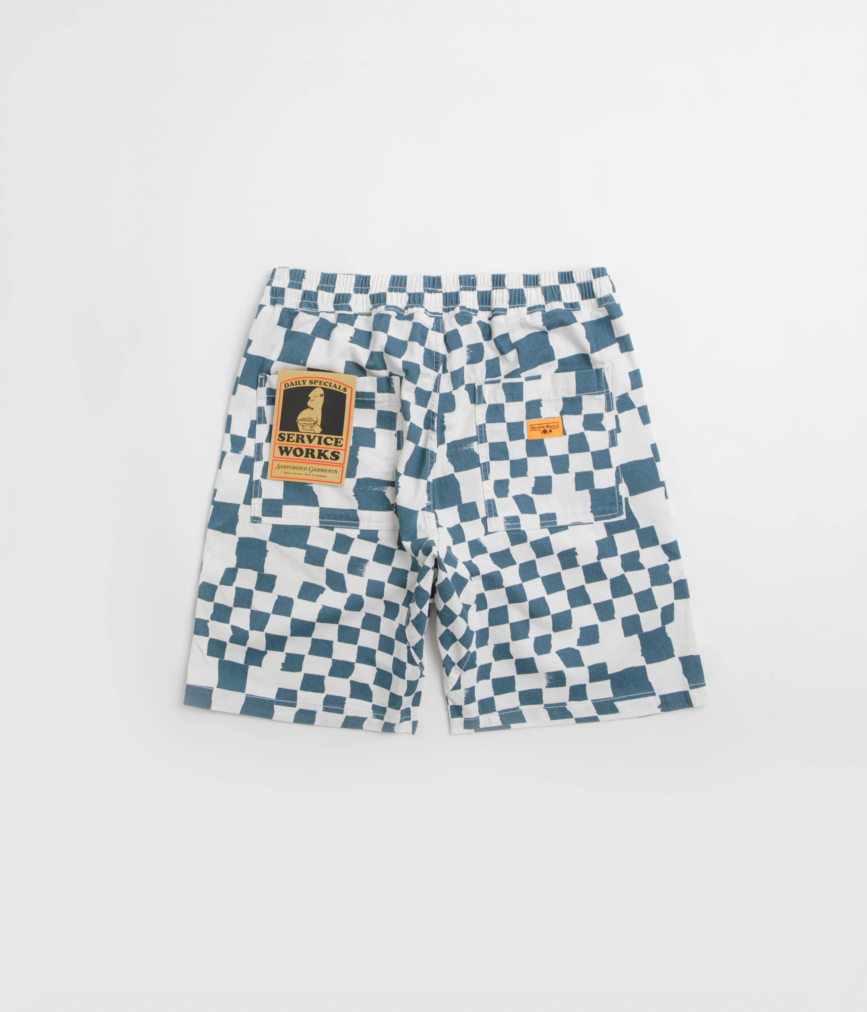 Service Works Printed Chef Shorts - Teal Checker - Image 3